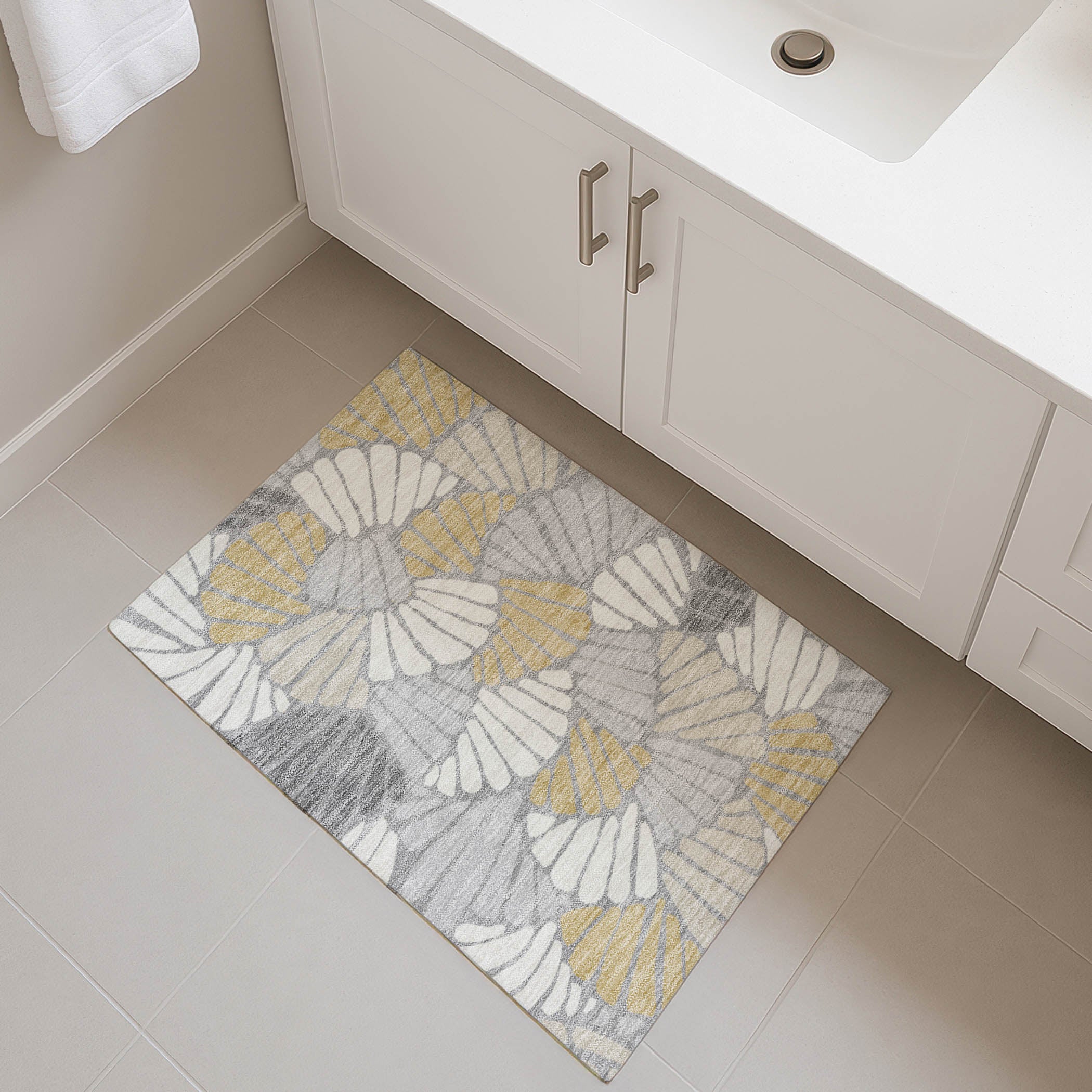 Luang Prabang Machine Washable Traditional Gray Rug 1'8" x 2'6" #shape_Rectangle