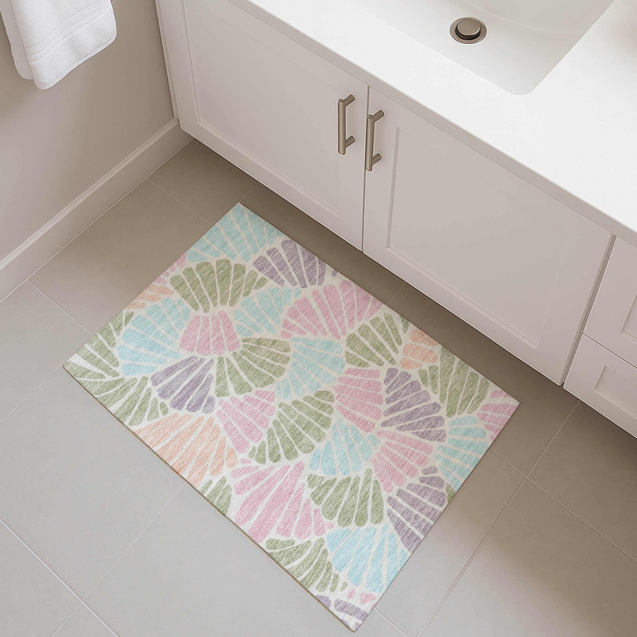 Luang Prabang Machine Washable Traditional Sage Green Rug 1'8" x 2'6" #shape_Rectangle