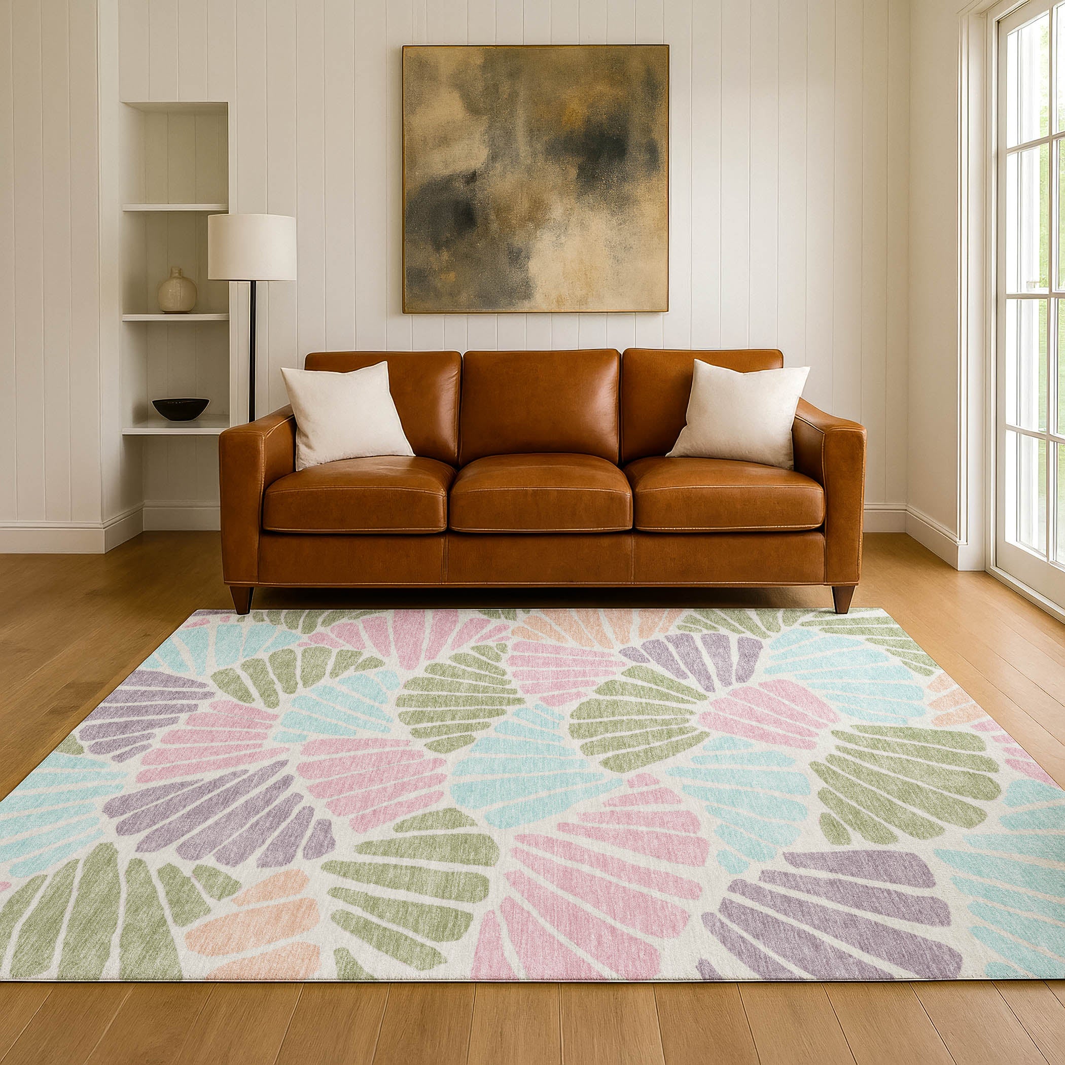 Luang Prabang Machine Washable Traditional Sage Green Rug 3' x 5' #shape_Rectangle