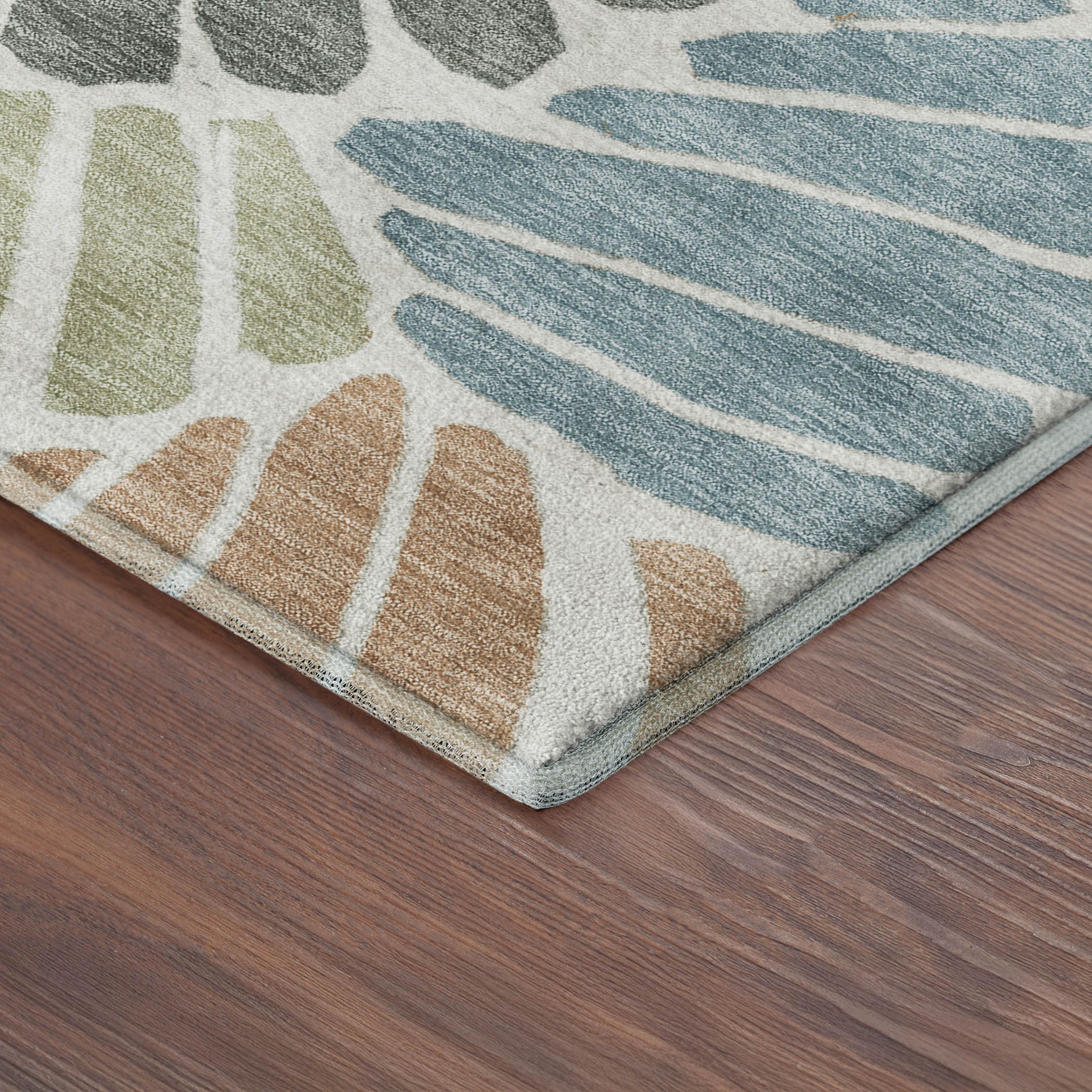 Luang Prabang Machine Washable Traditional Seafoam Blue Rug 1'8" x 2'6" #shape_Rectangle