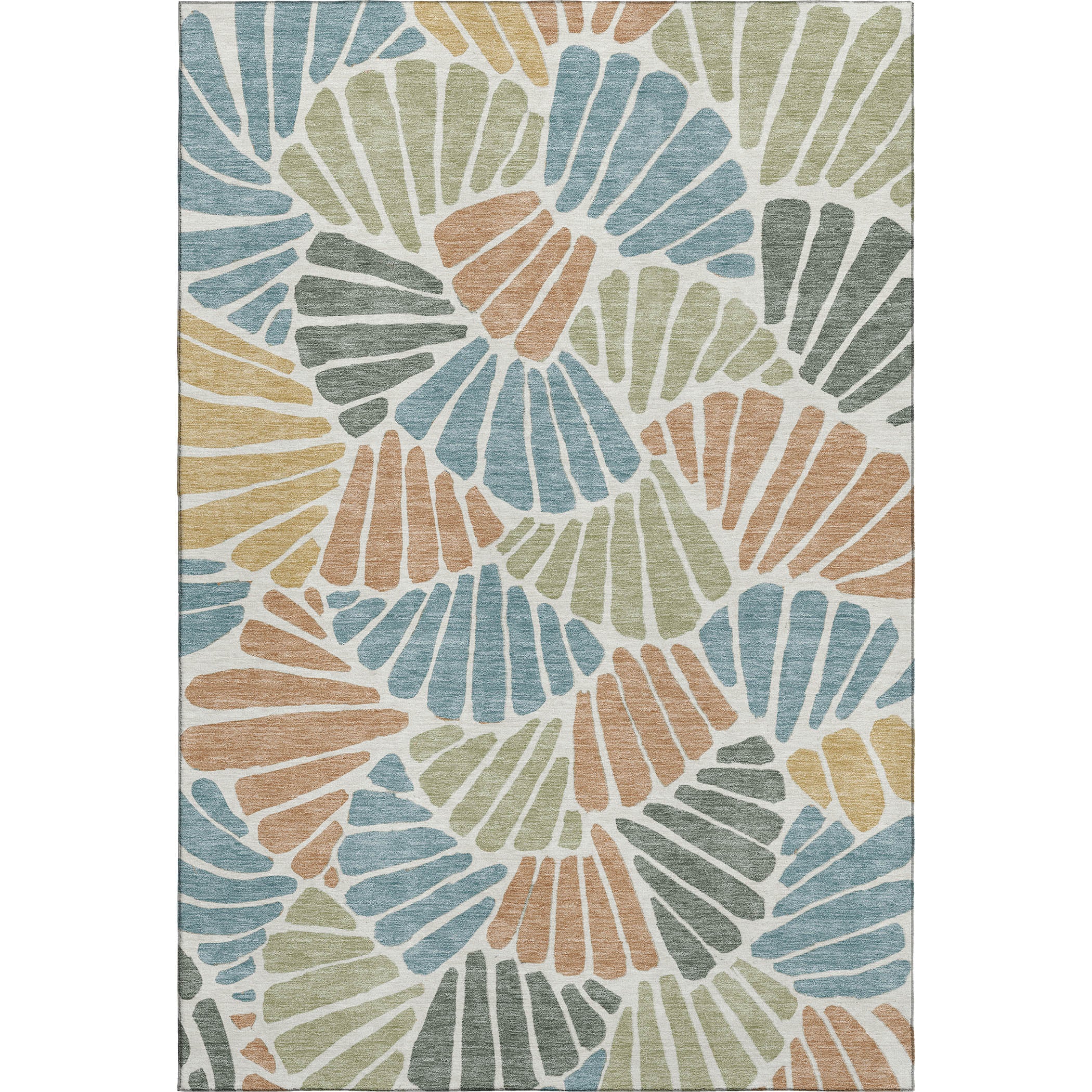 Luang Prabang Machine Washable Traditional Seafoam Blue Rug 3' x 5' #shape_Rectangle