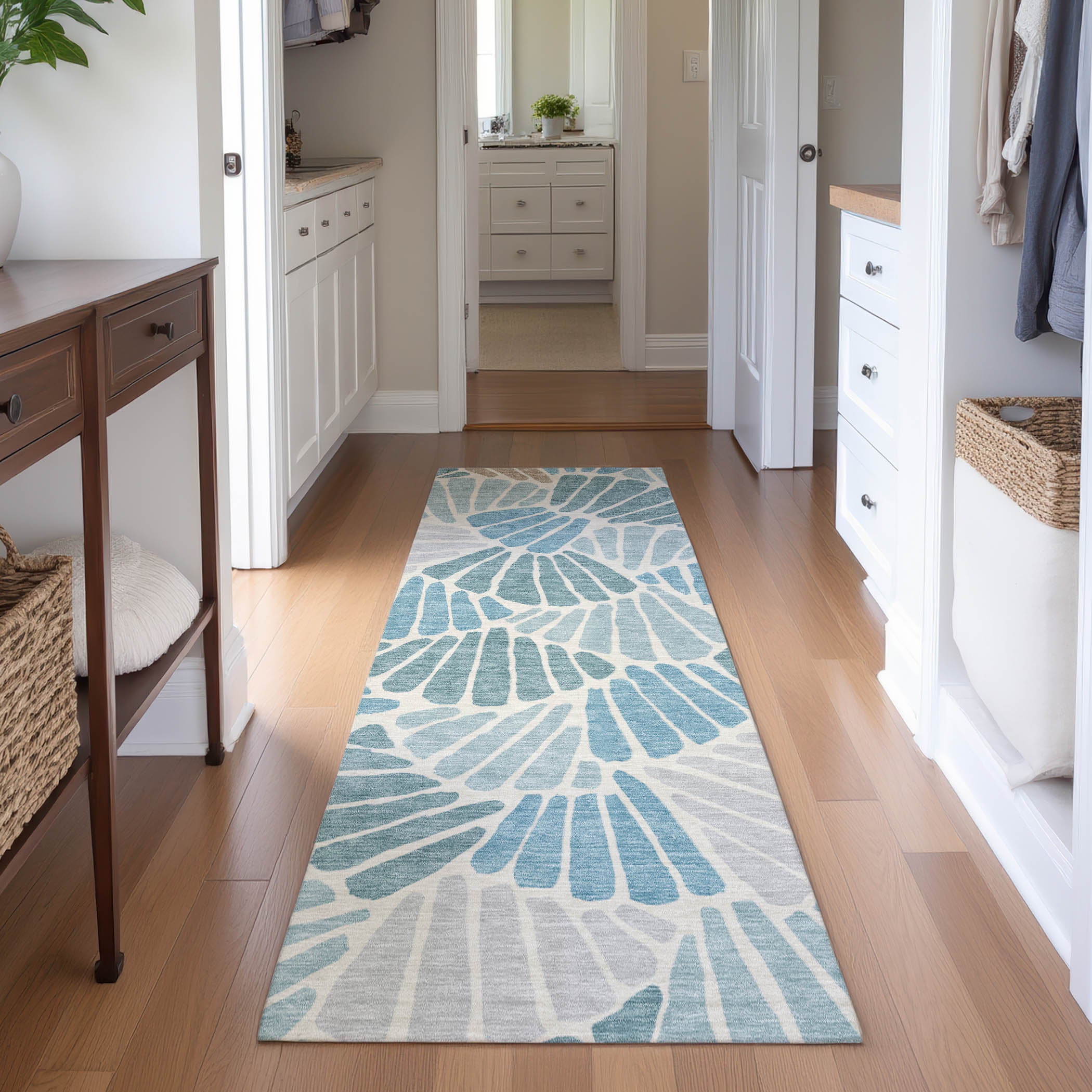 Luang Prabang Machine Washable Traditional Teal Rug 2'3" x 7'6" #shape_Runner