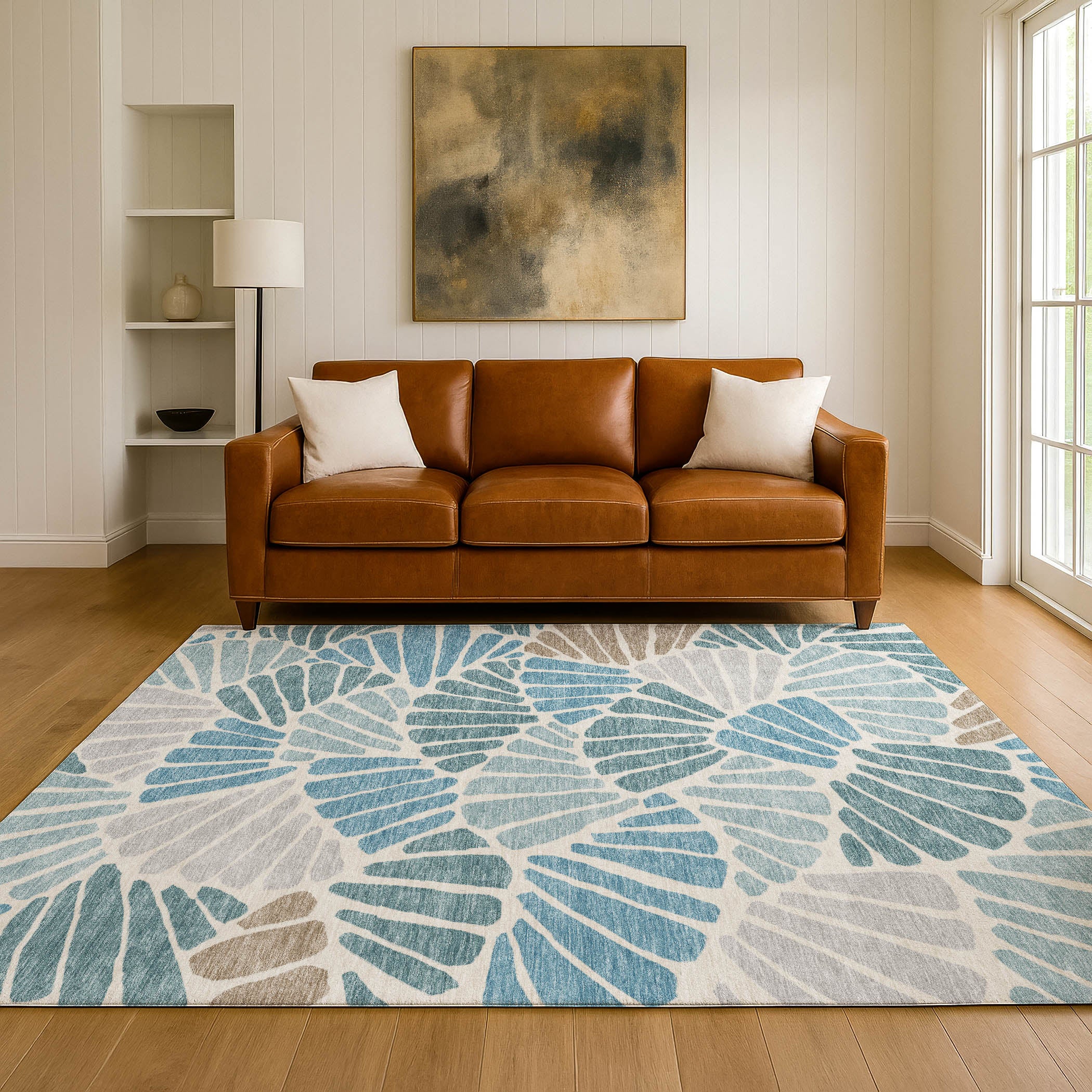 Luang Prabang Machine Washable Traditional Teal Rug 3' x 5' #shape_Rectangle