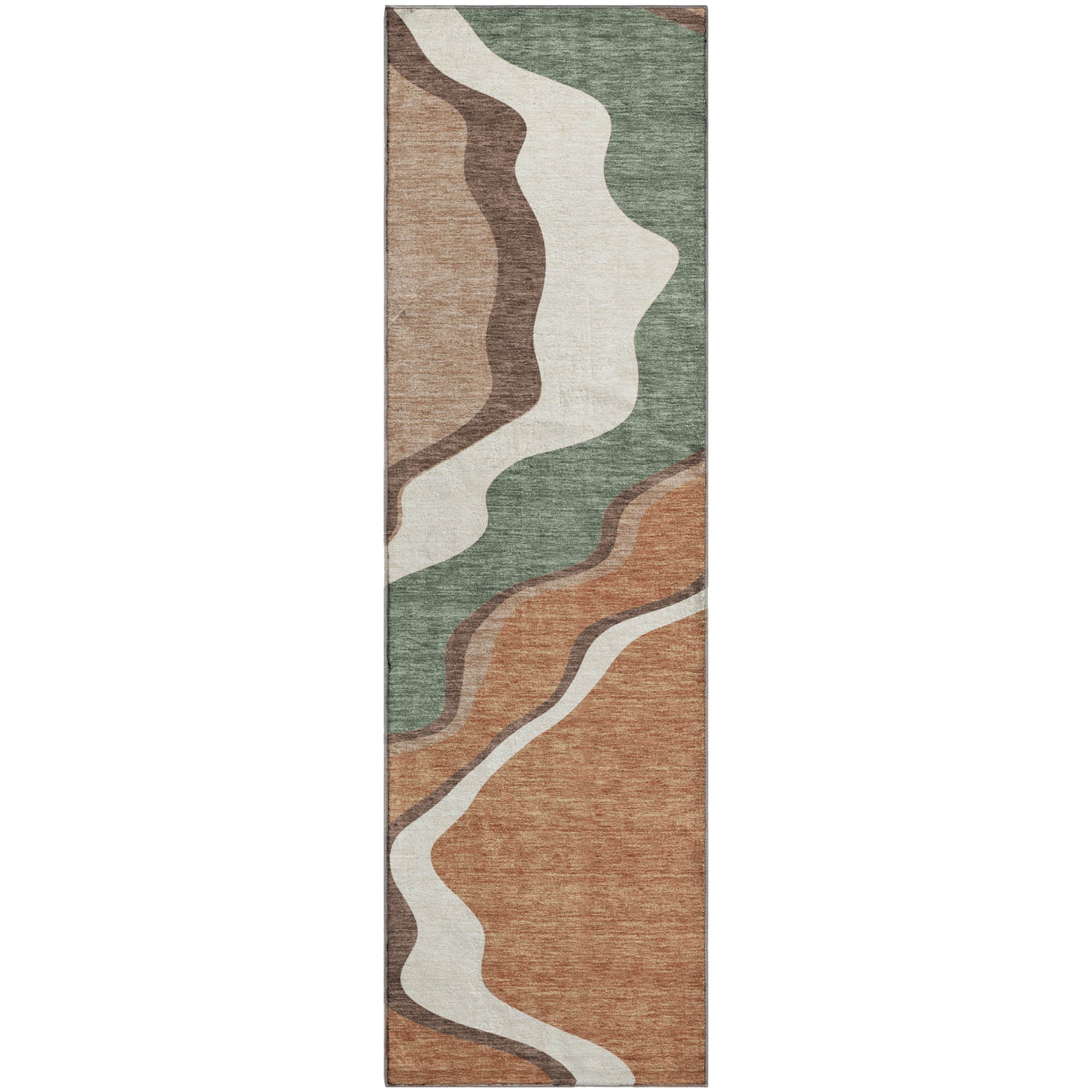 Sintra Machine Washable Traditional Copper Orange Rug 2'3" x 7'6" #shape_Runner