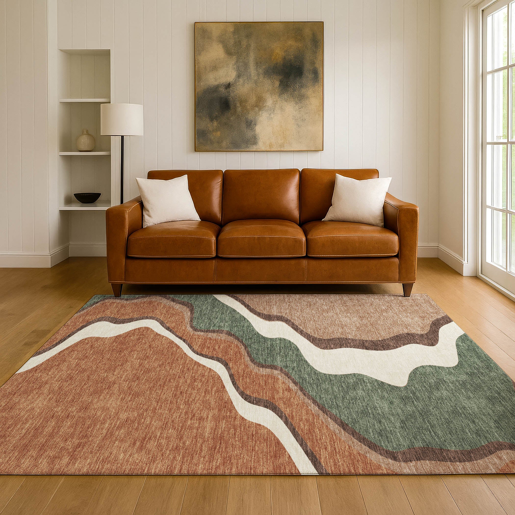 Sintra Machine Washable Traditional Copper Orange Rug 3' x 5' #shape_Rectangle