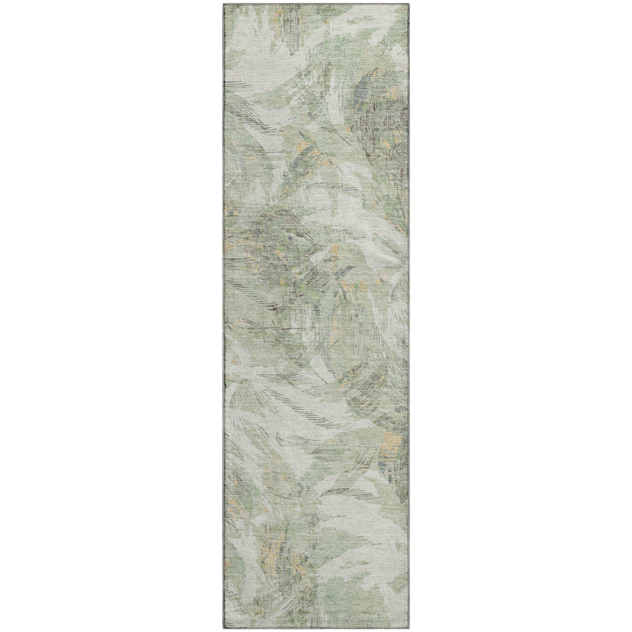 Siena Machine Washable Traditional Celery Green Rug 2'3" x 7'6" #shape_Runner
