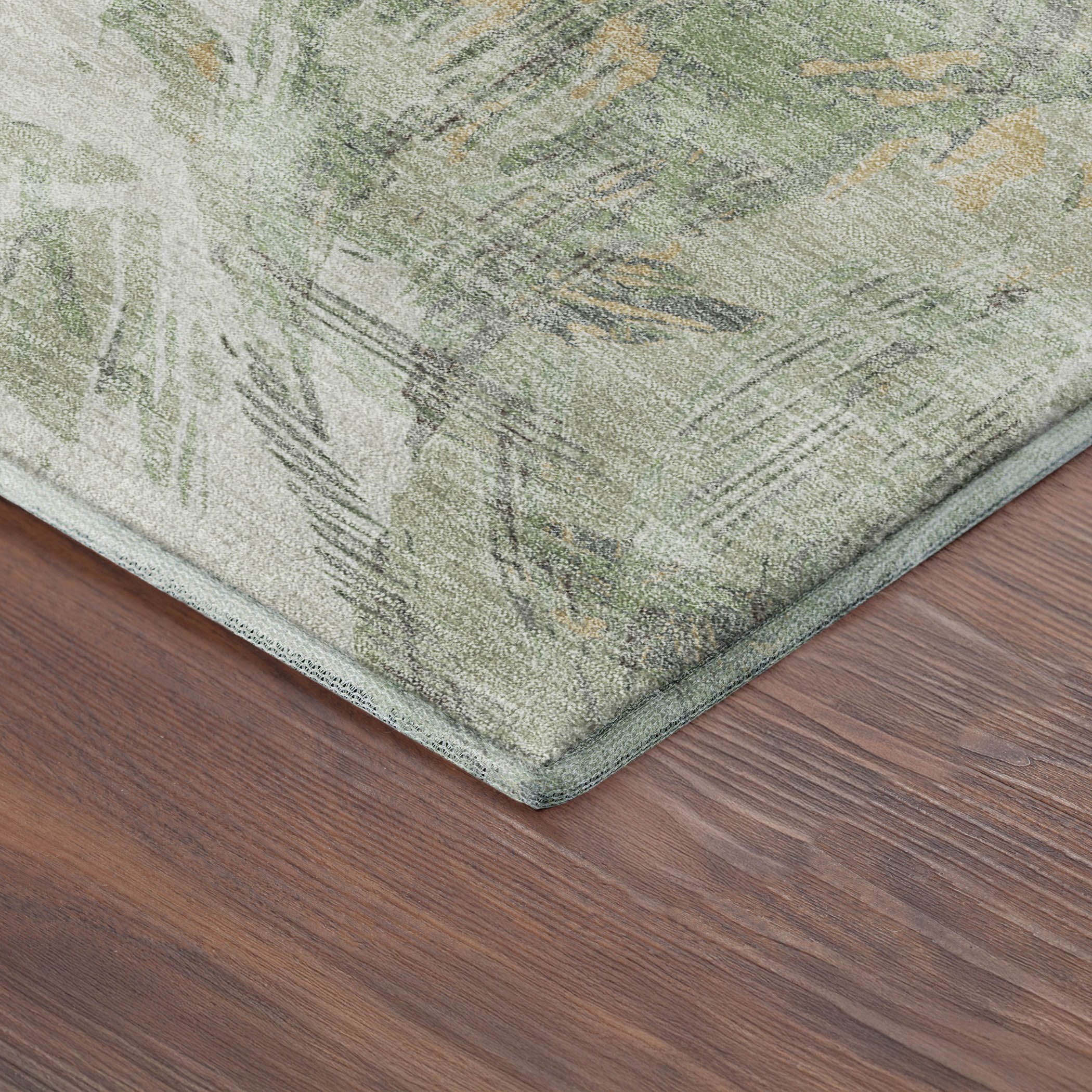 Siena Machine Washable Traditional Celery Green Rug 1'8" x 2'6" #shape_Rectangle