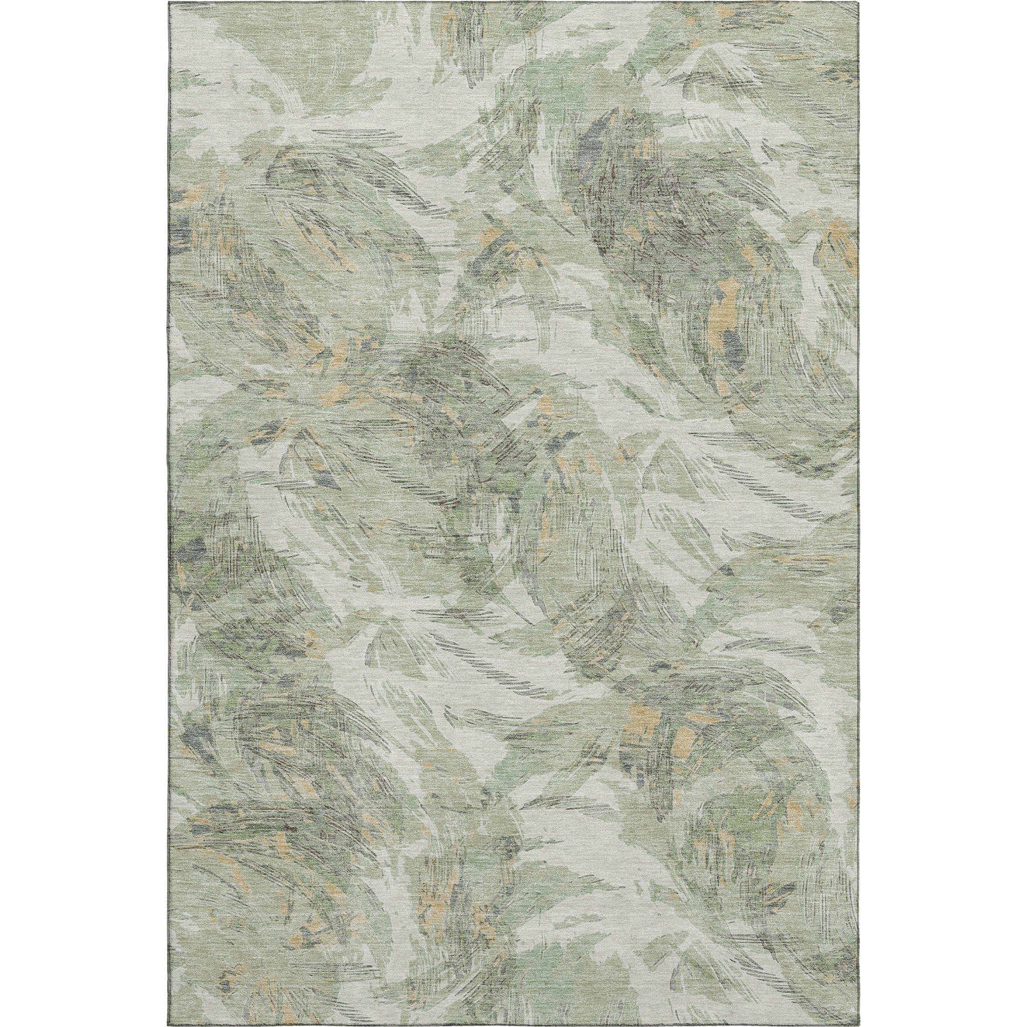 Siena Machine Washable Traditional Celery Green Rug 3' x 5' #shape_Rectangle
