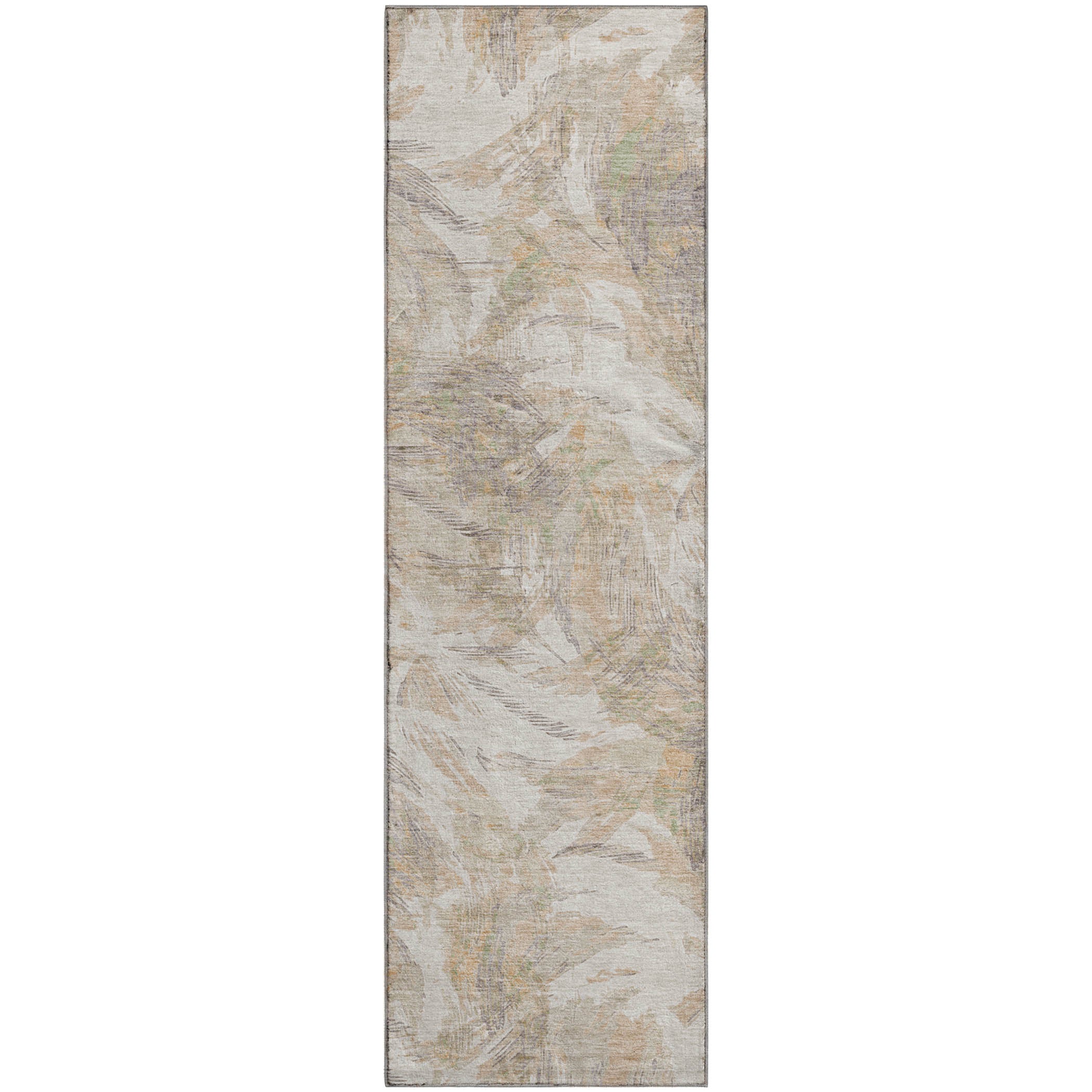 Siena Machine Washable Traditional Khaki Brown Rug 2'3" x 7'6" #shape_Runner