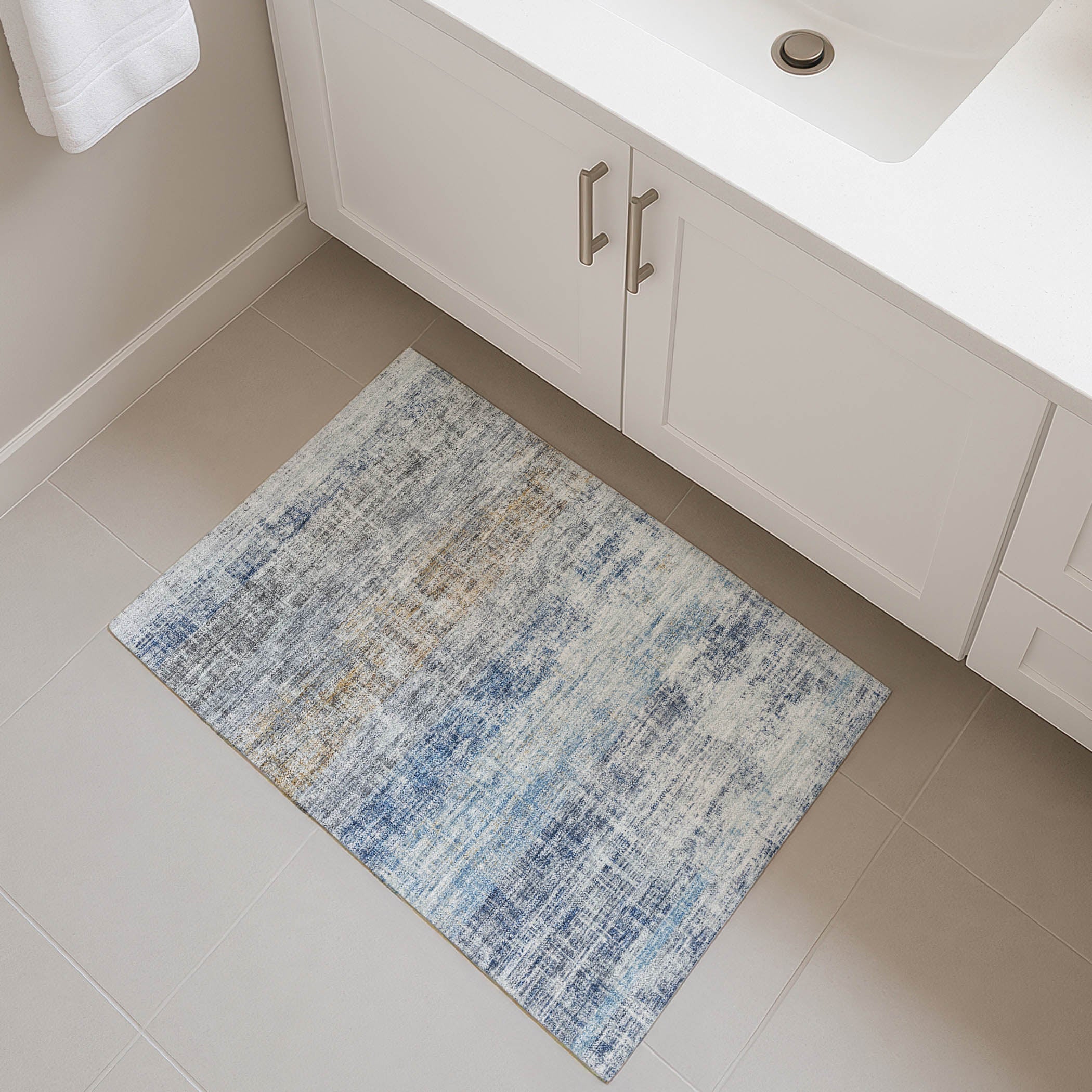 Bruges Machine Washable Traditional Denim Blue Rug 1'8" x 2'6" #shape_Rectangle