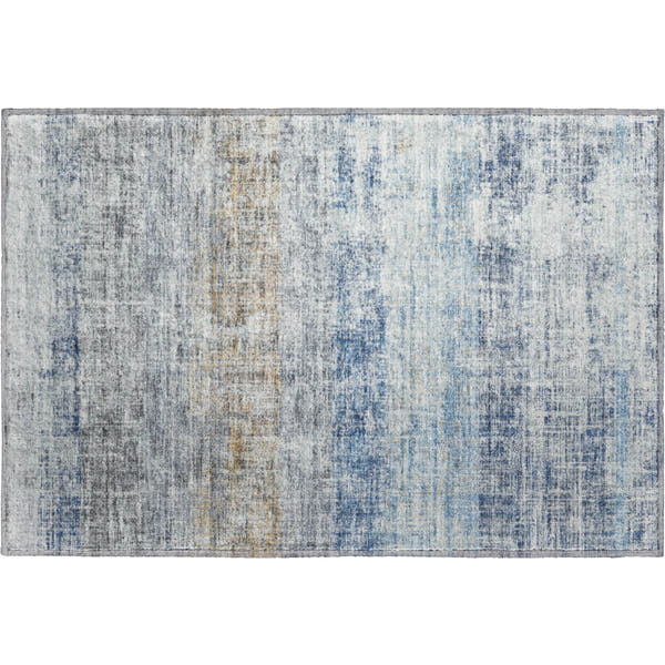Bruges Machine Washable Traditional Denim Blue Rug 1'8" x 2'6"