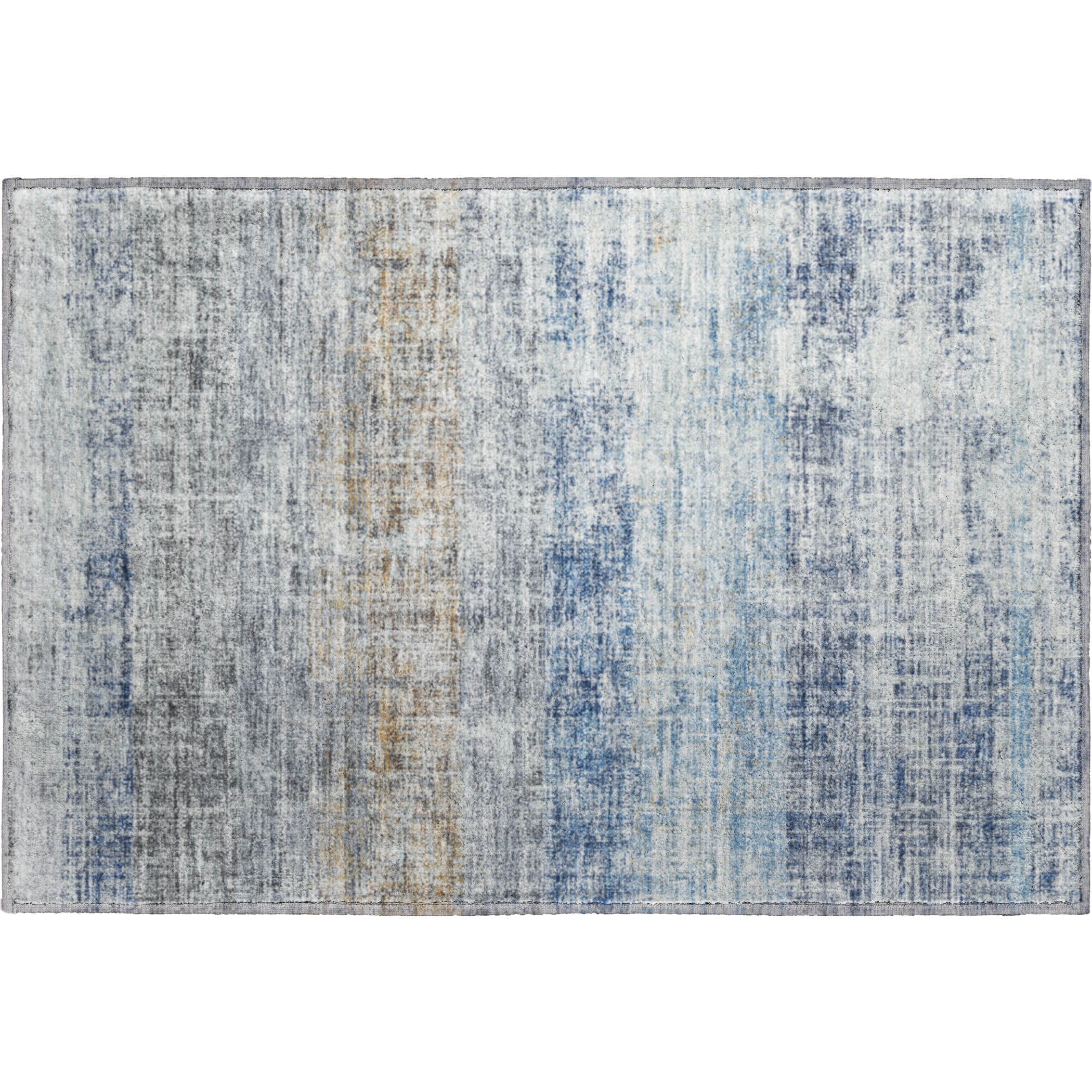 Bruges Machine Washable Traditional Denim Blue Rug 1'8" x 2'6" #shape_Rectangle
