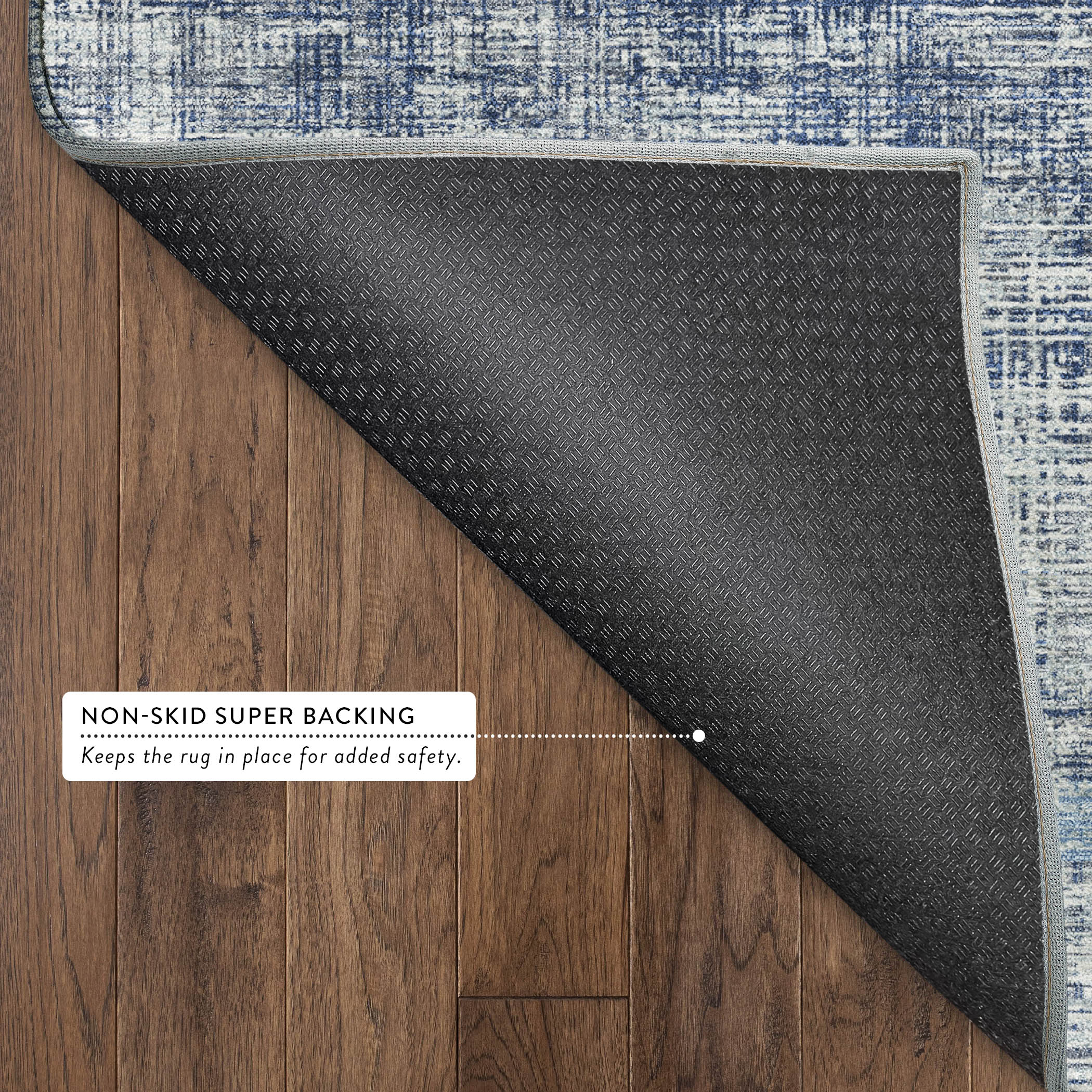 Bruges Machine Washable Traditional Denim Blue Rug 1'8" x 2'6" #shape_Rectangle