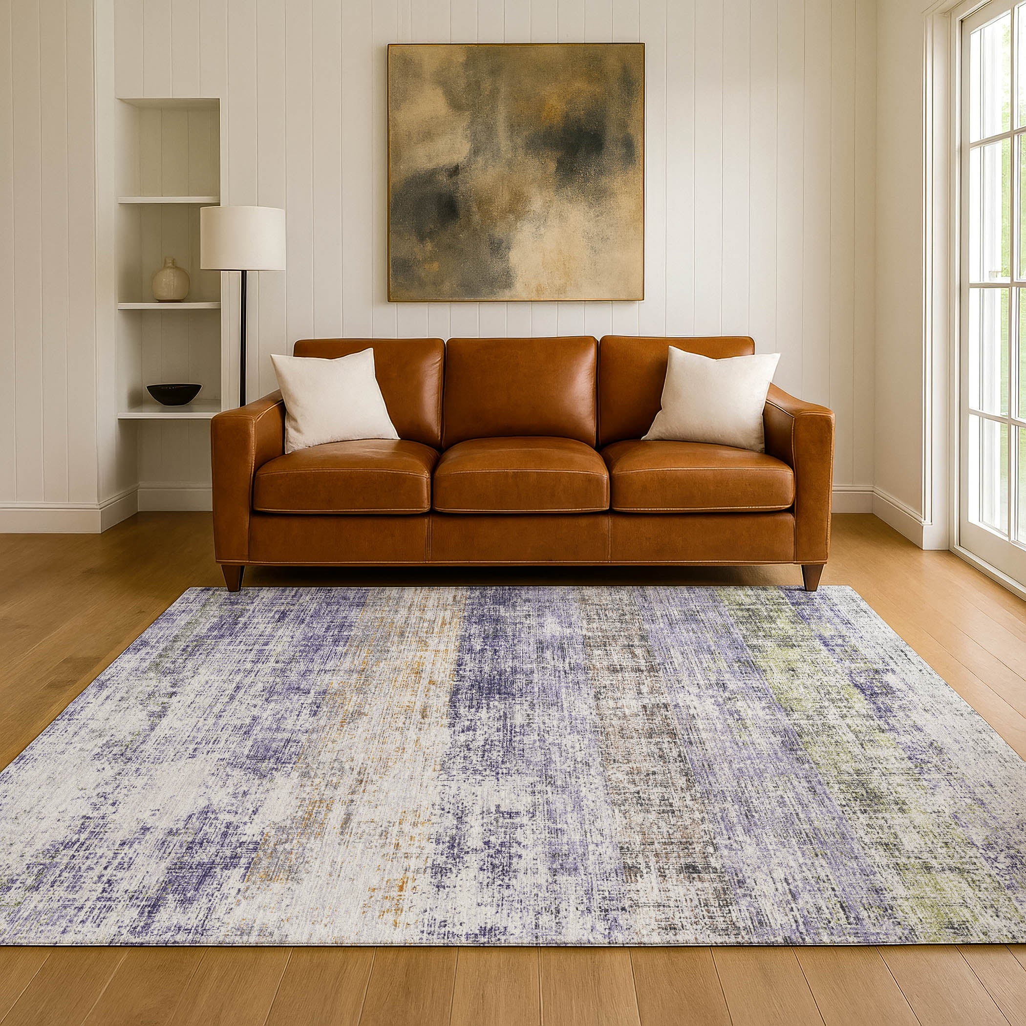 Bruges Machine Washable Traditional Lavender Purple Rug 3' x 5' #shape_Rectangle