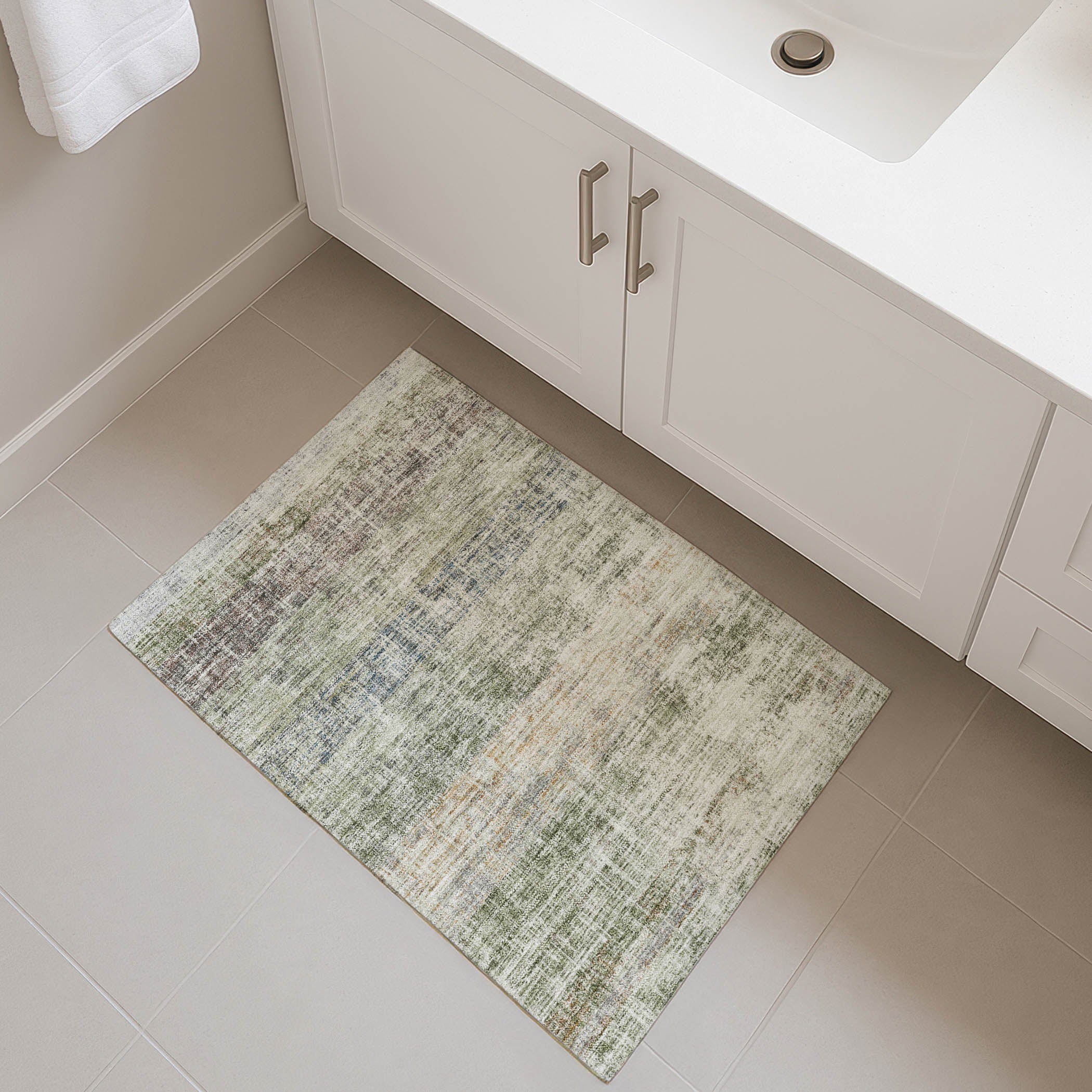 Bruges Machine Washable Traditional Olive Green Rug 1'8" x 2'6" #shape_Rectangle
