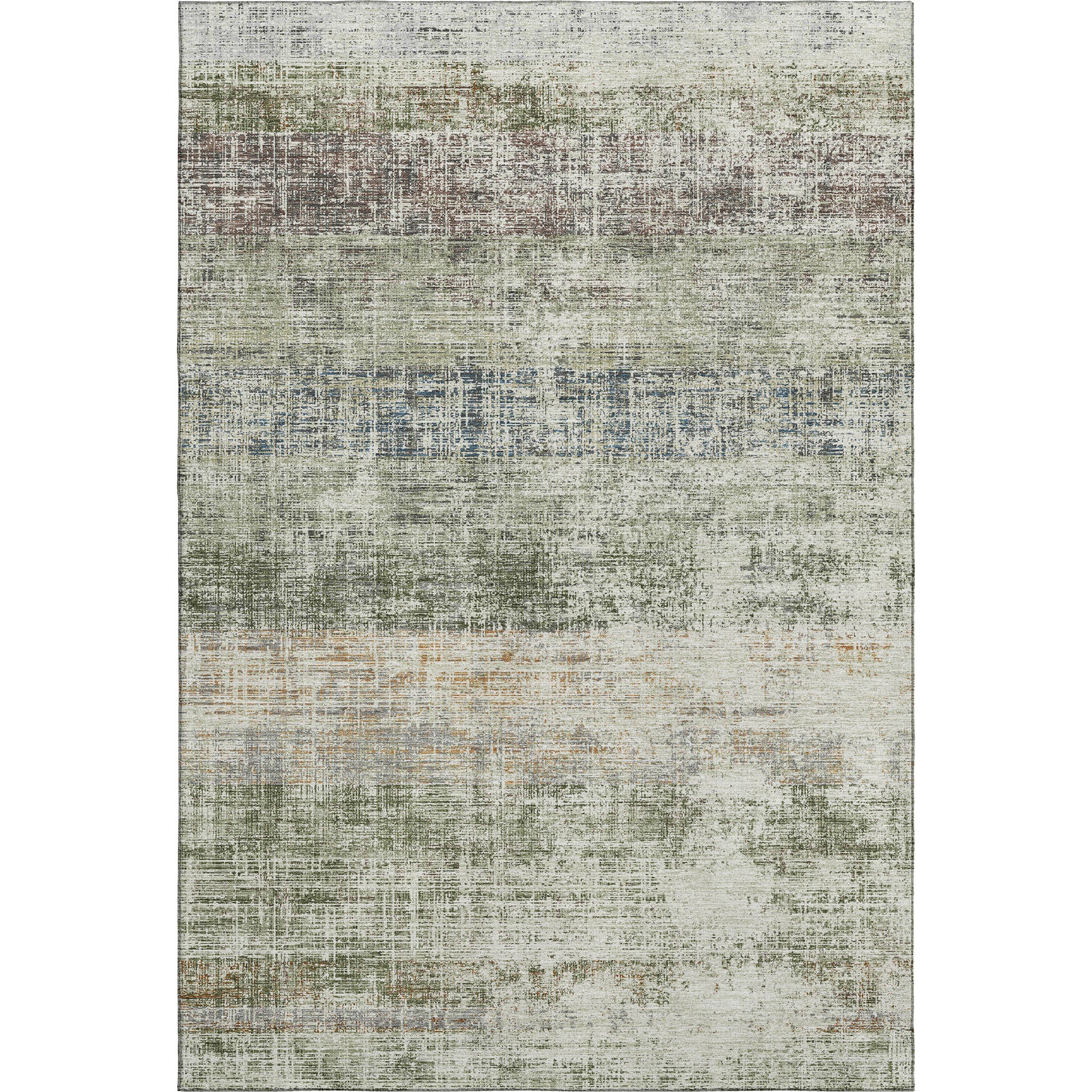 Bruges Machine Washable Traditional Olive Green Rug 3' x 5' #shape_Rectangle