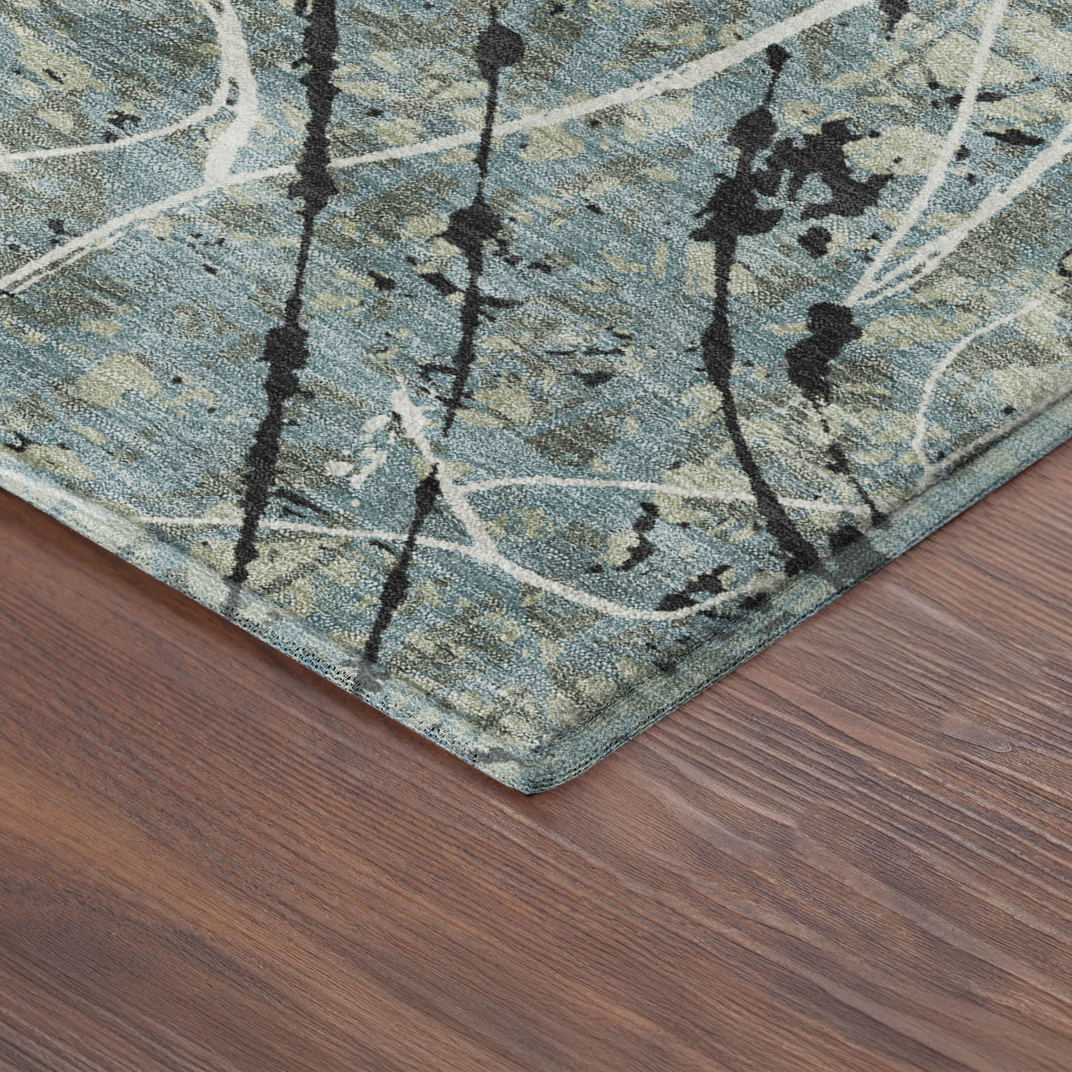 Cusco Machine Washable Traditional Aloe Green Rug 1'8" x 2'6" #shape_Rectangle