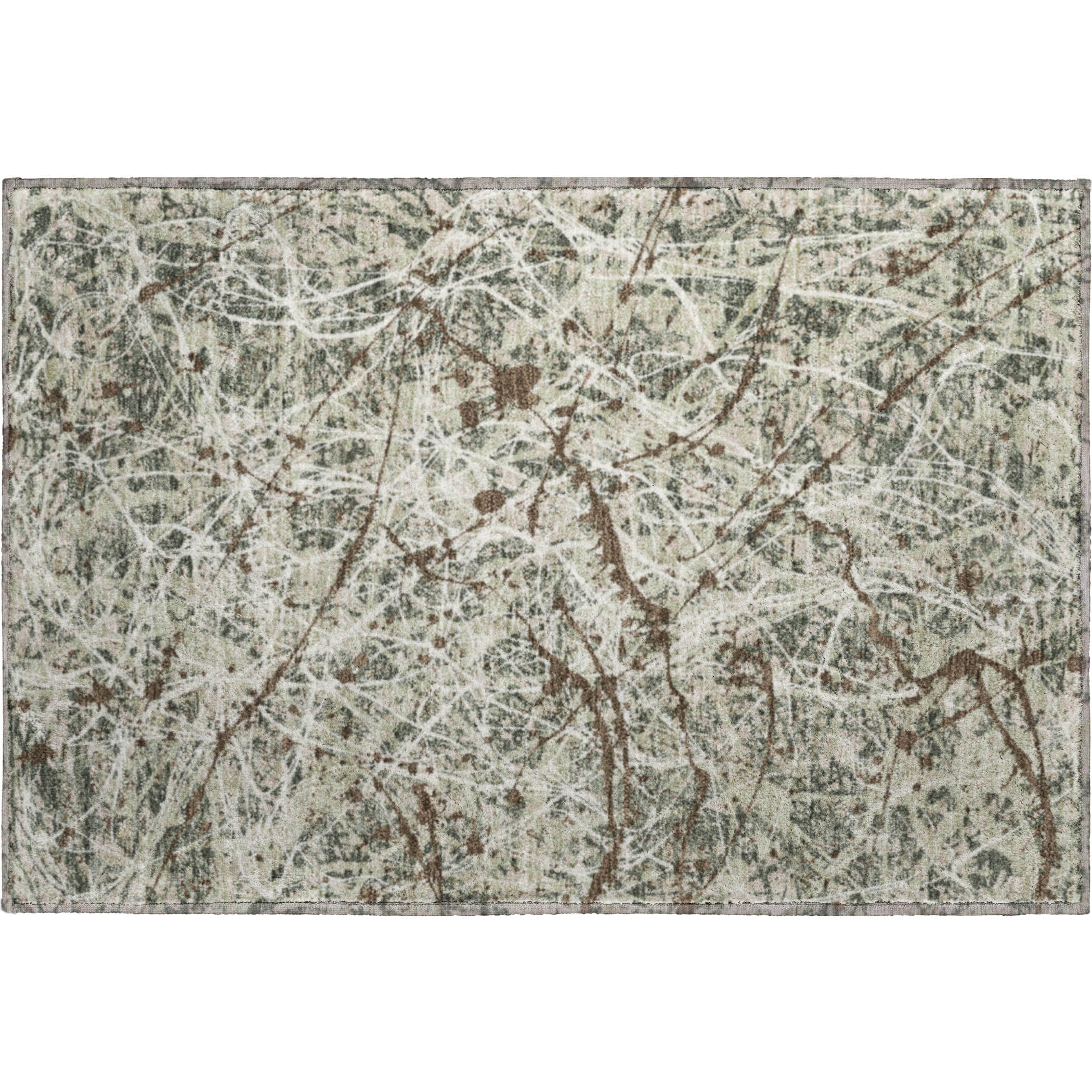 Cusco Machine Washable Traditional Basil Green Rug 1'8" x 2'6" #shape_Rectangle