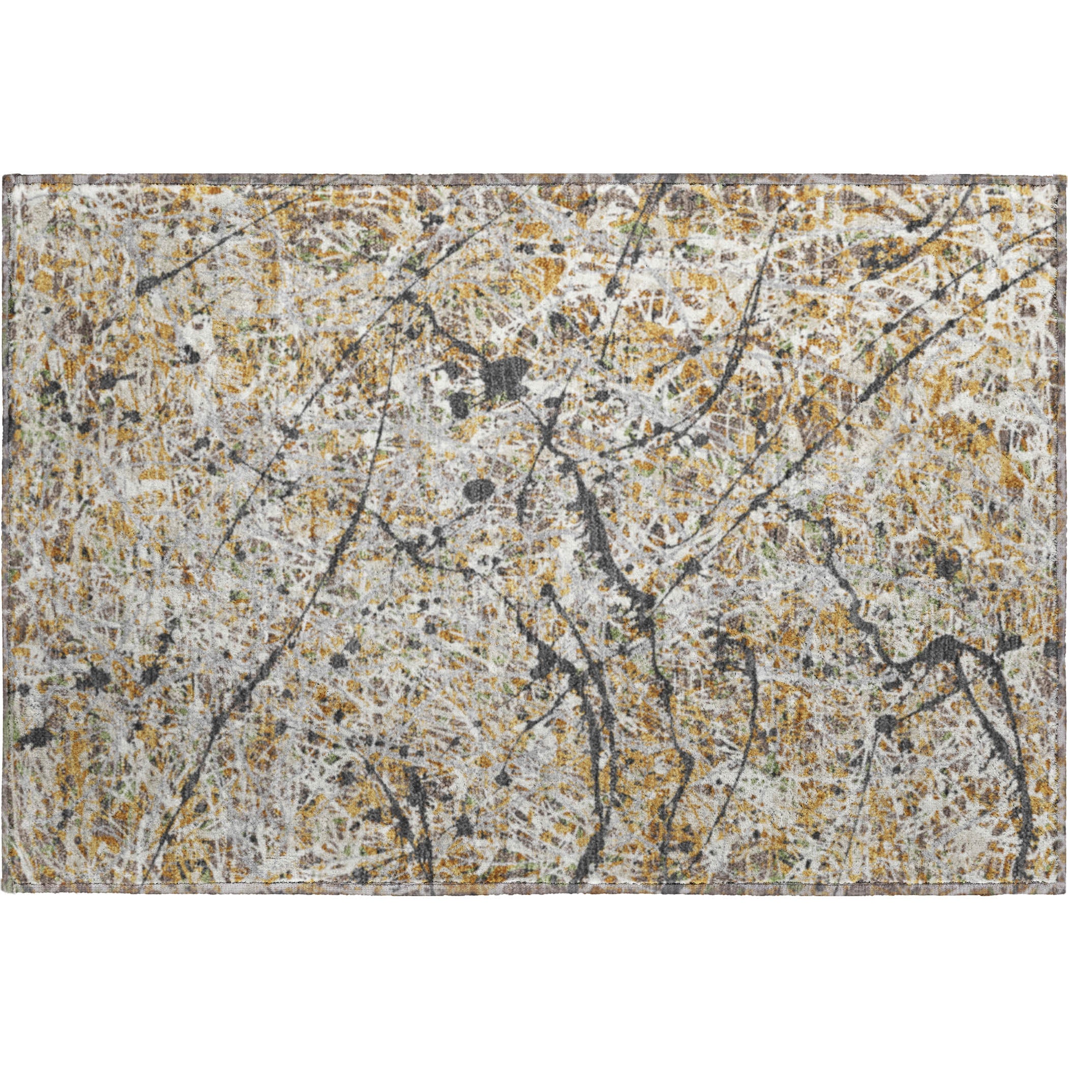 Cusco Machine Washable Traditional Beige Brown Rug 1'8" x 2'6" #shape_Rectangle