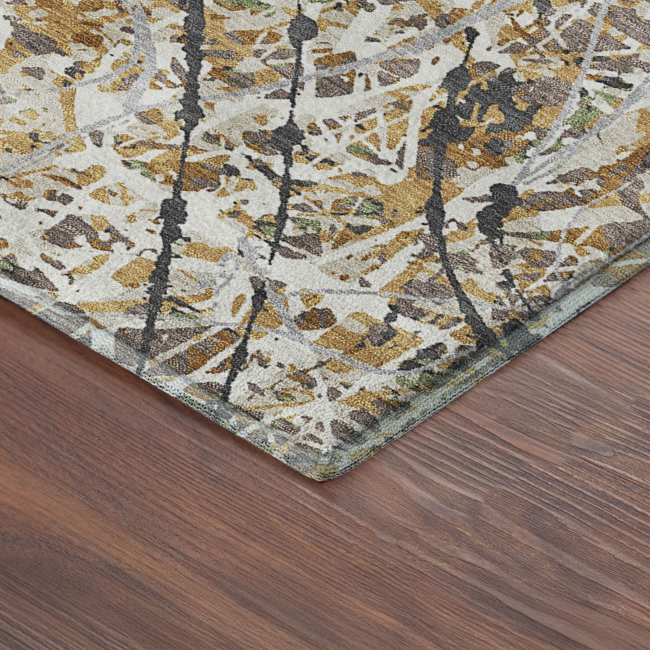 Cusco Machine Washable Traditional Beige Brown Rug 1'8" x 2'6" #shape_Rectangle