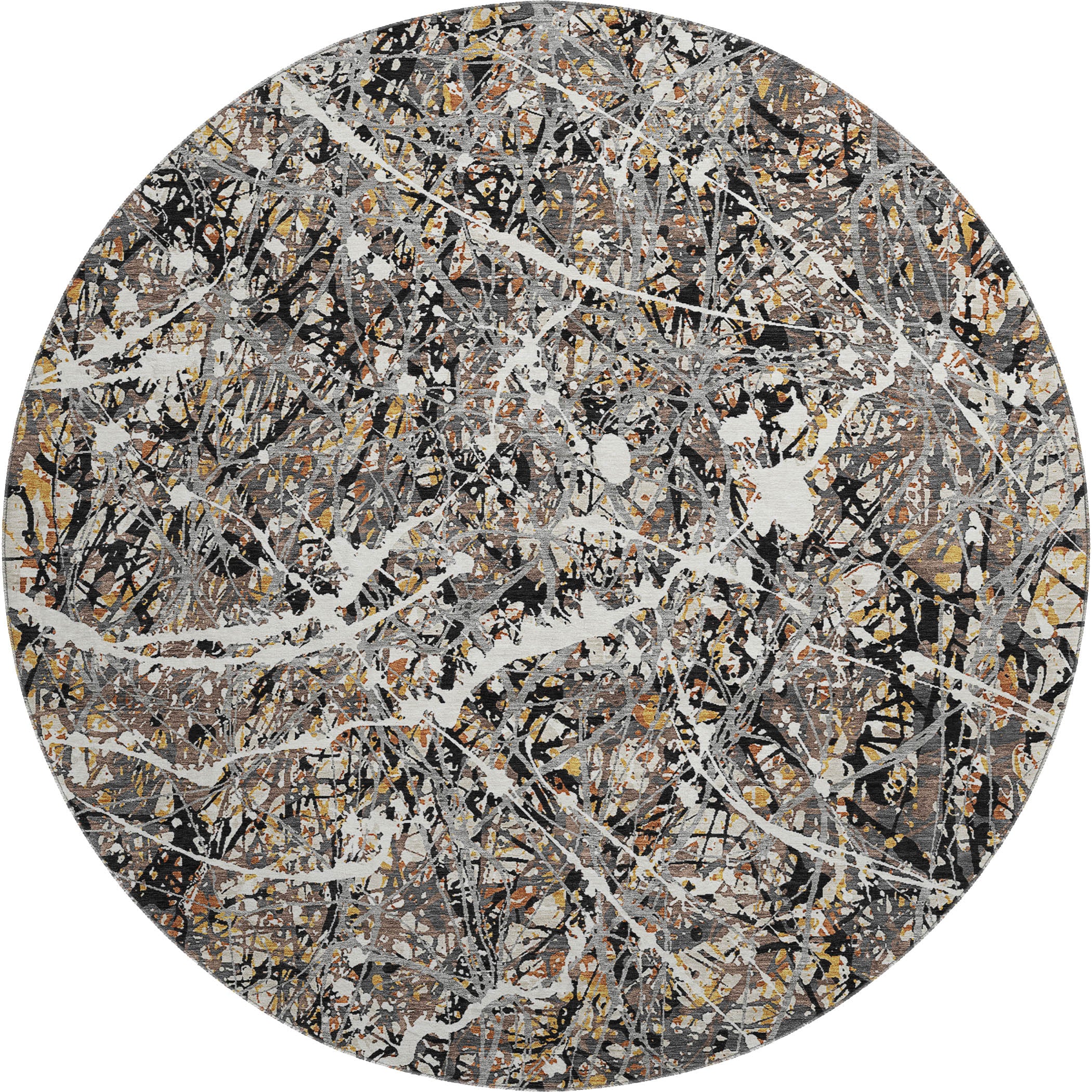 Cusco Machine Washable Traditional Black Rug 8' x 8' #shape_Round