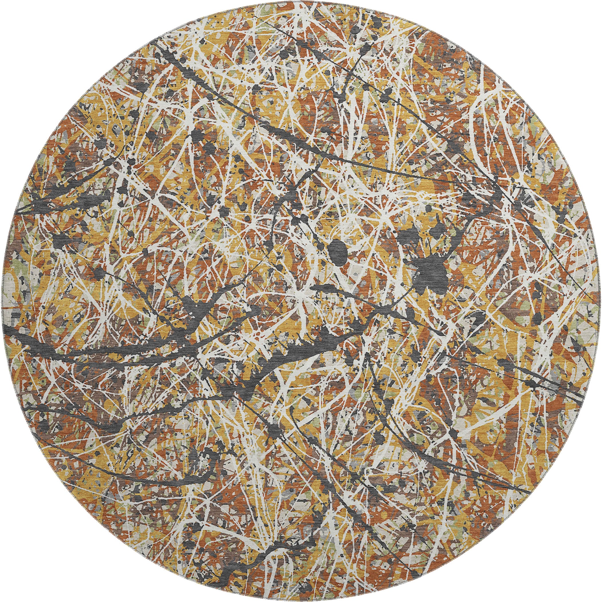 Cusco Machine Washable Traditional Gold Rug 8' x 8' #shape_Round