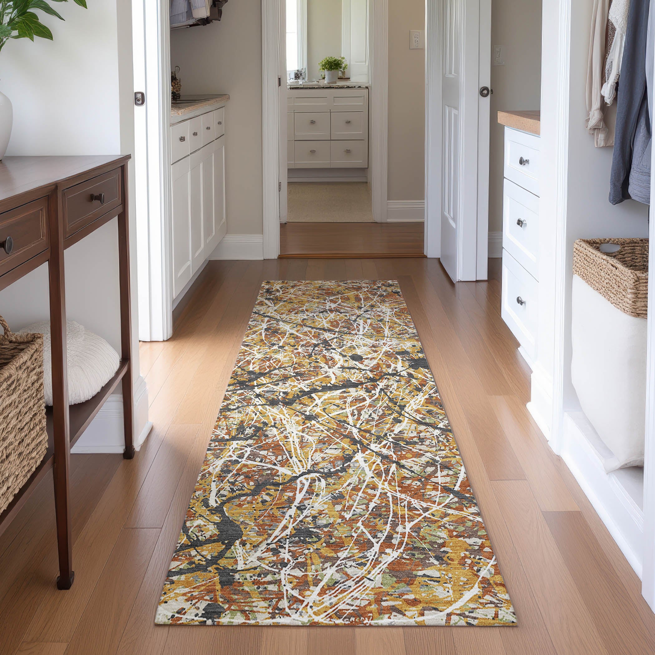 Cusco Machine Washable Traditional Gold Rug 2'3" x 7'6" #shape_Runner