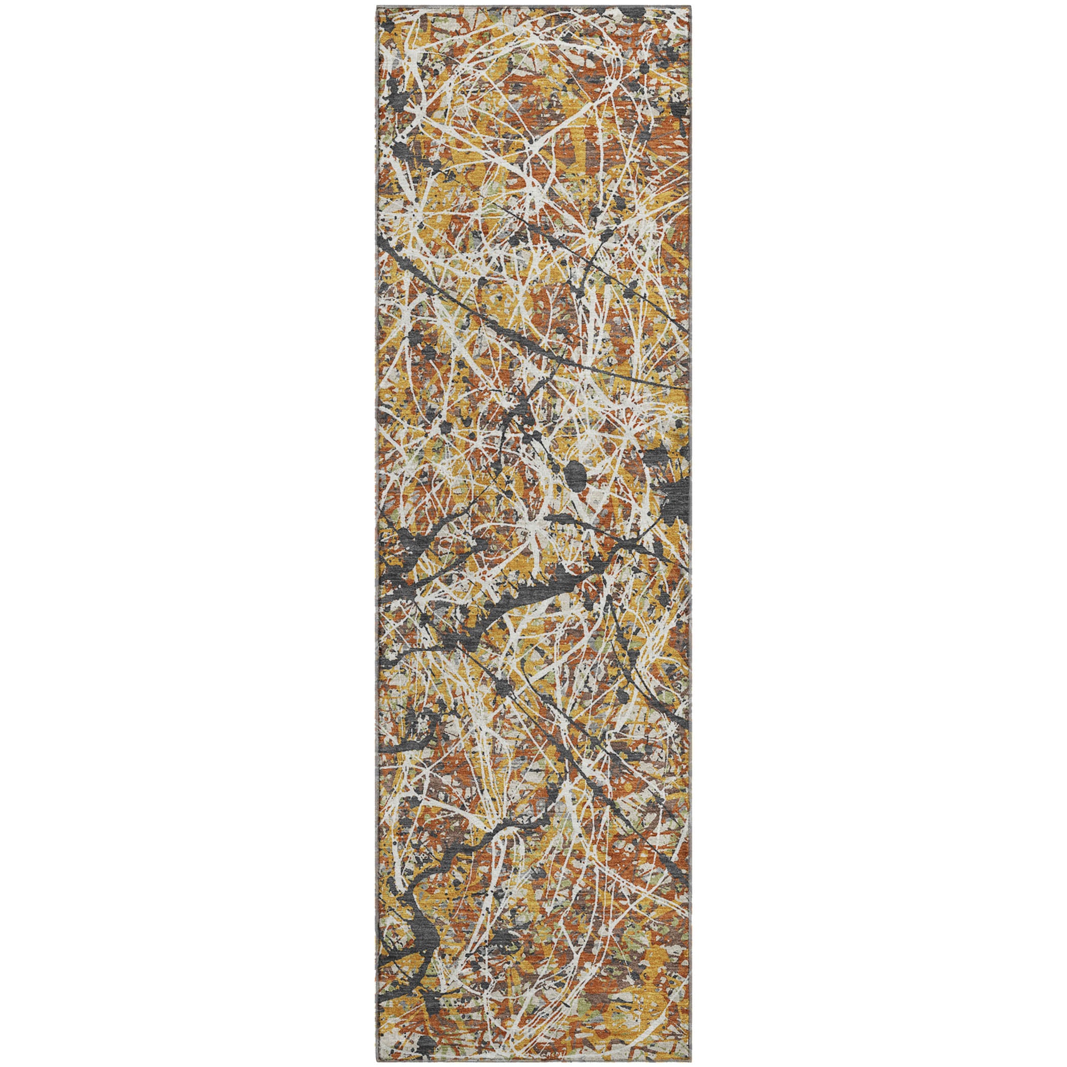 Cusco Machine Washable Traditional Gold Rug 2'3" x 7'6" #shape_Runner