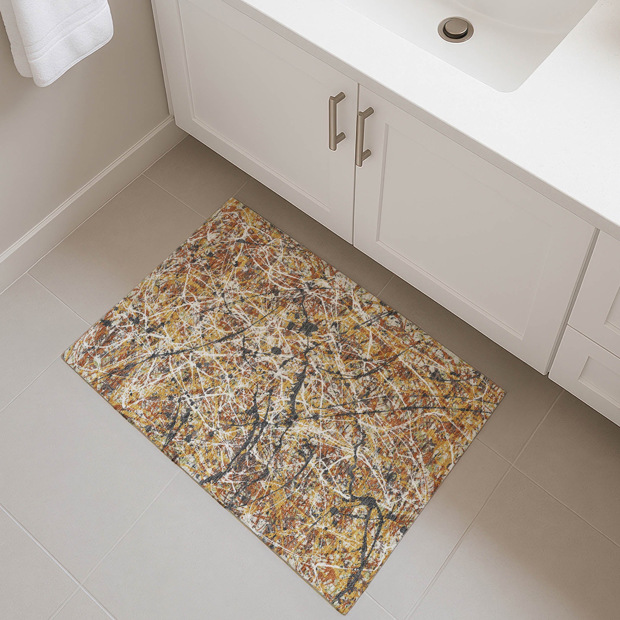 Cusco Machine Washable Traditional Gold Rug 1'8" x 2'6" #shape_Rectangle
