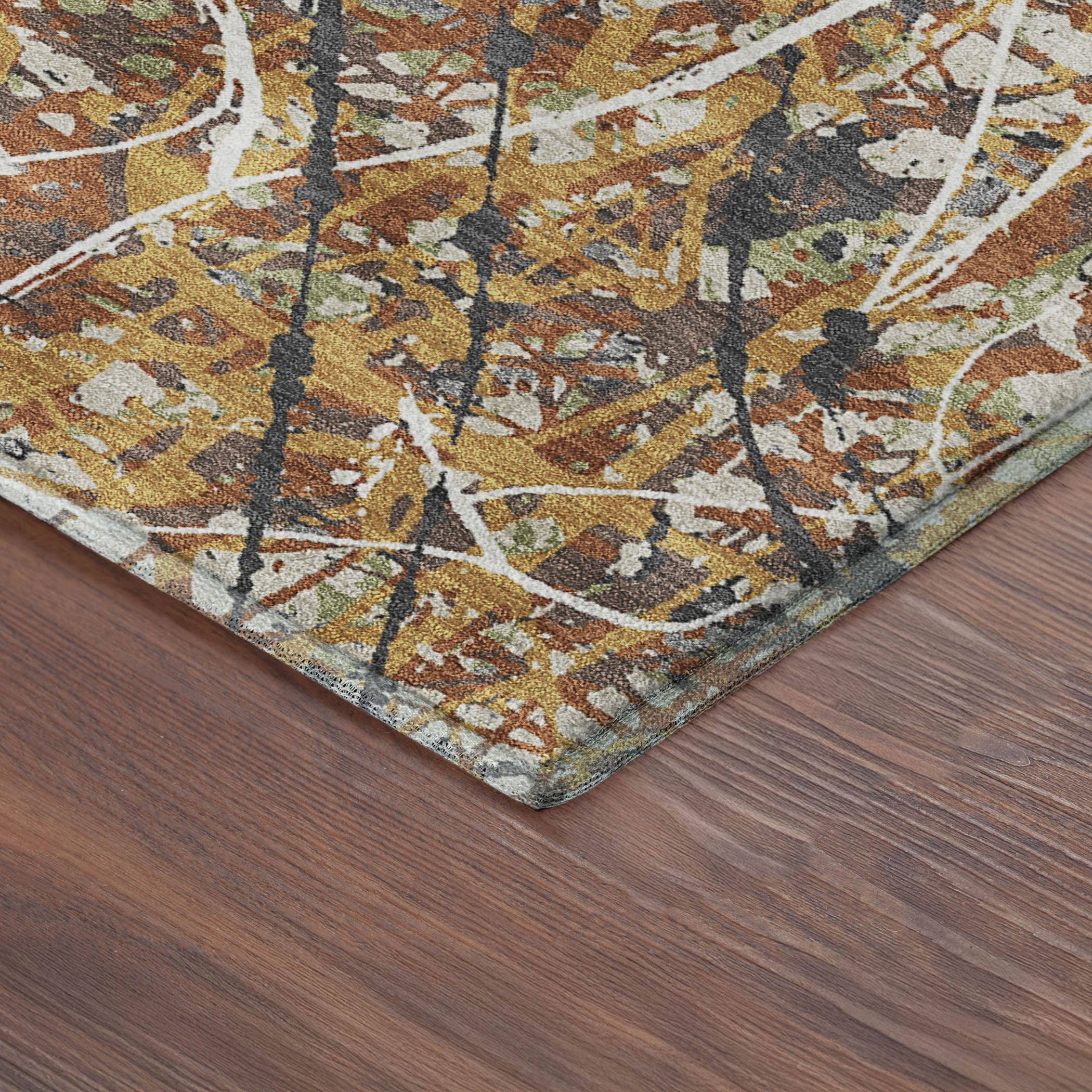 Cusco Machine Washable Traditional Gold Rug 1'8" x 2'6" #shape_Rectangle