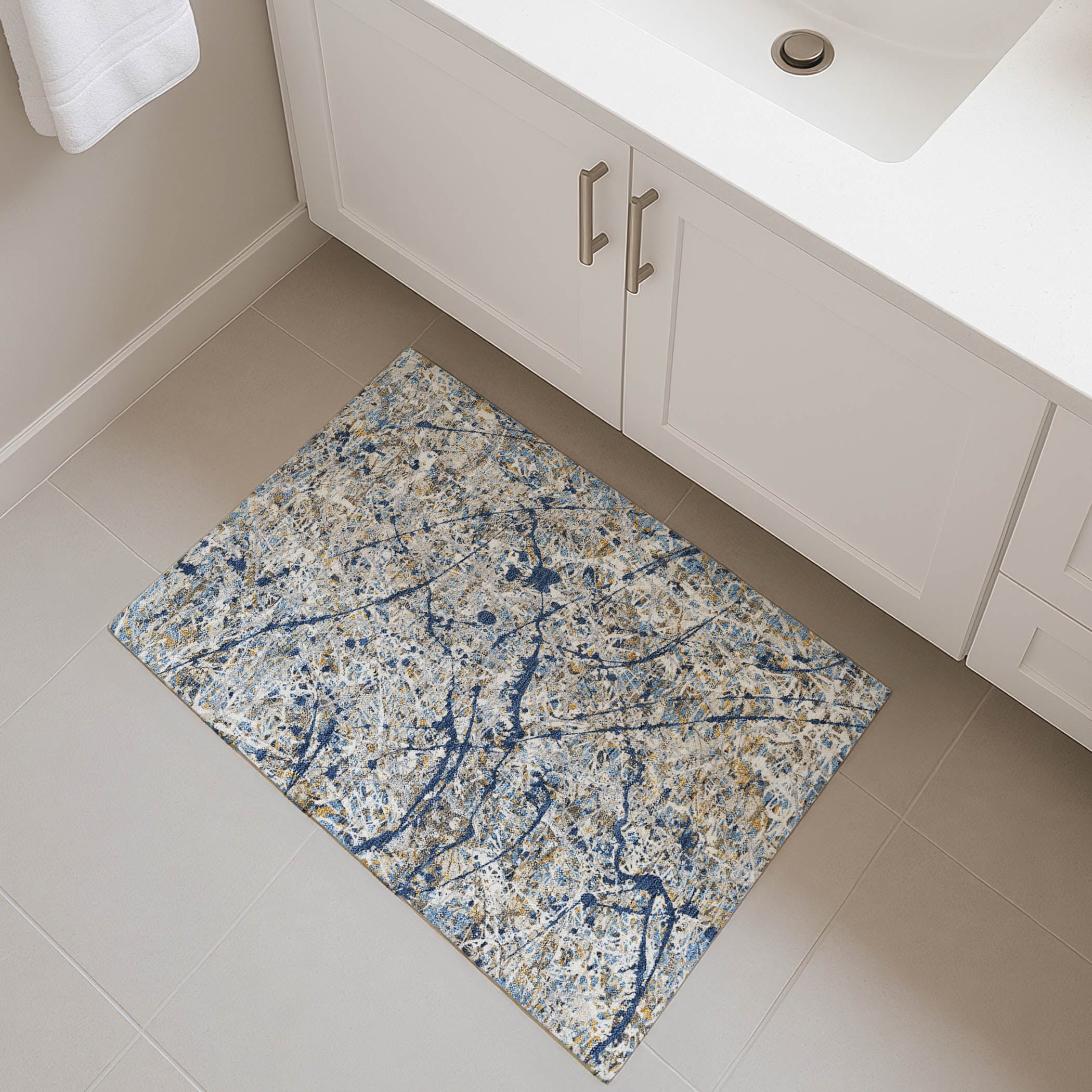 Cusco Machine Washable Traditional Navy Blue Rug 1'8" x 2'6" #shape_Rectangle