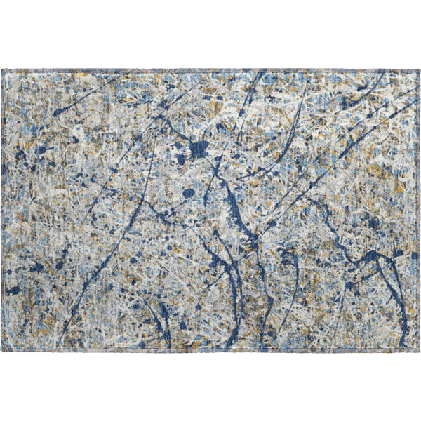 Cusco Machine Washable Traditional Navy Blue Rug 1'8" x 2'6"