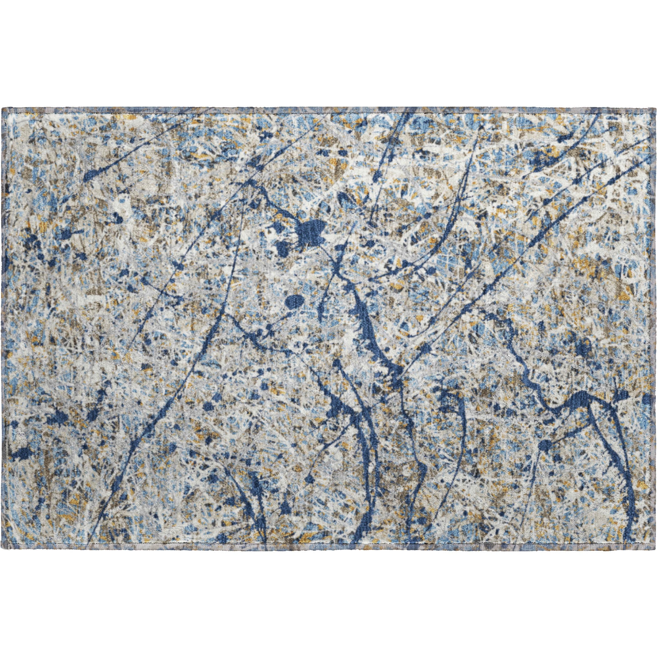 Cusco Machine Washable Traditional Navy Blue Rug 1'8" x 2'6" #shape_Rectangle