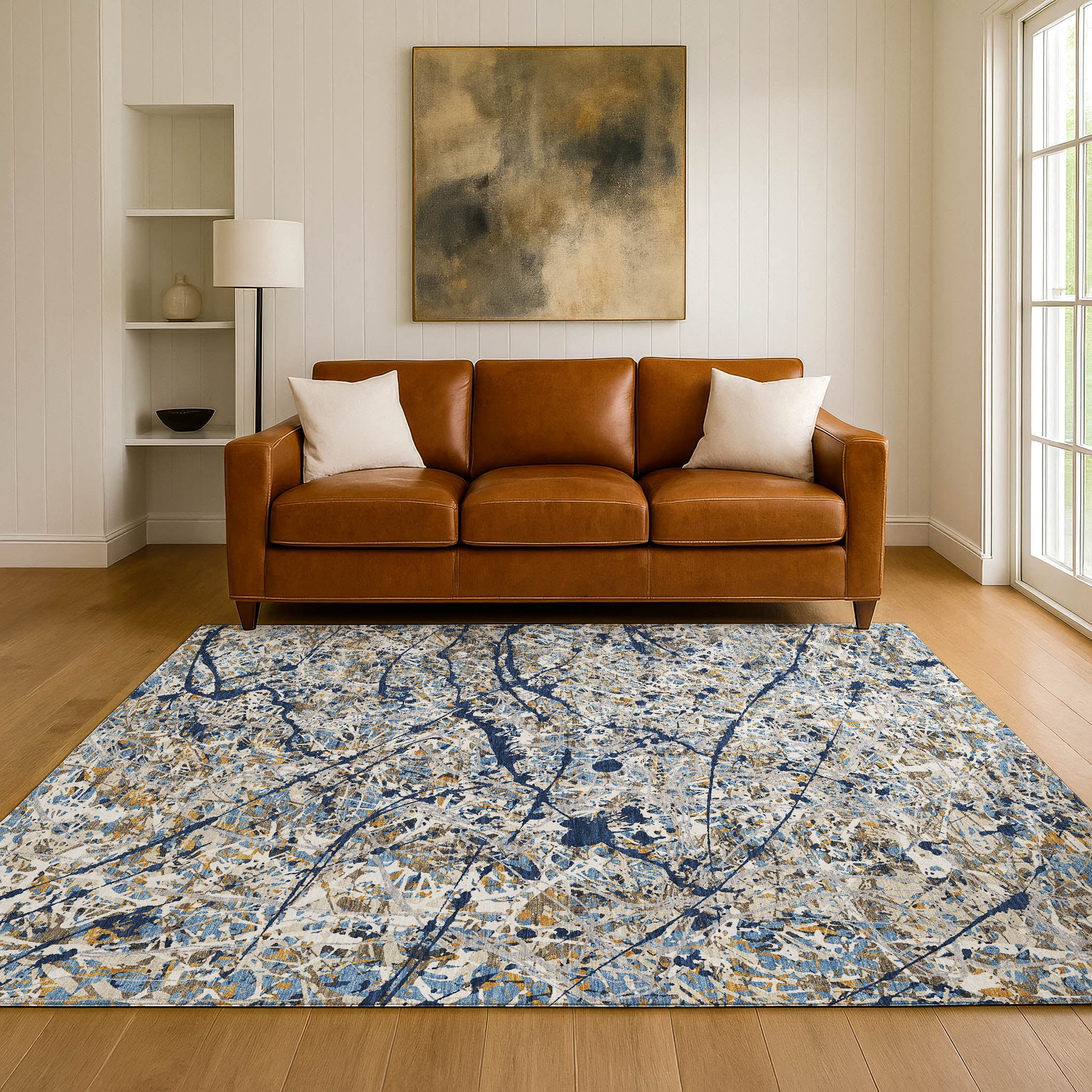 Cusco Machine Washable Traditional Navy Blue Rug 3' x 5' #shape_Rectangle