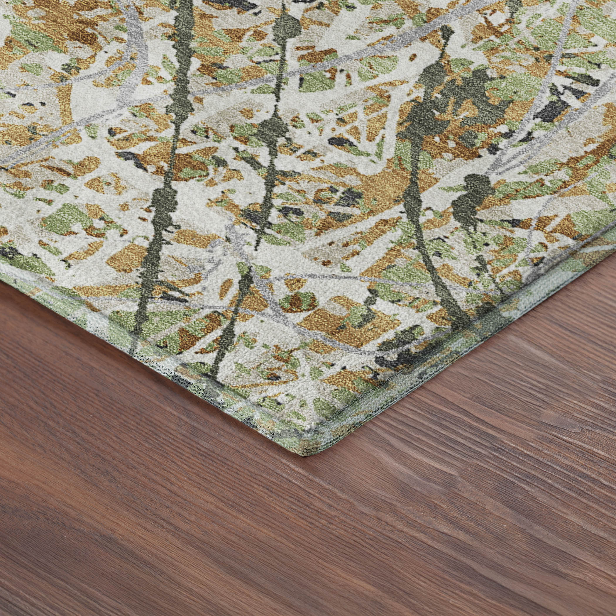 Cusco Machine Washable Traditional Olive Green Rug 1'8" x 2'6" #shape_Rectangle