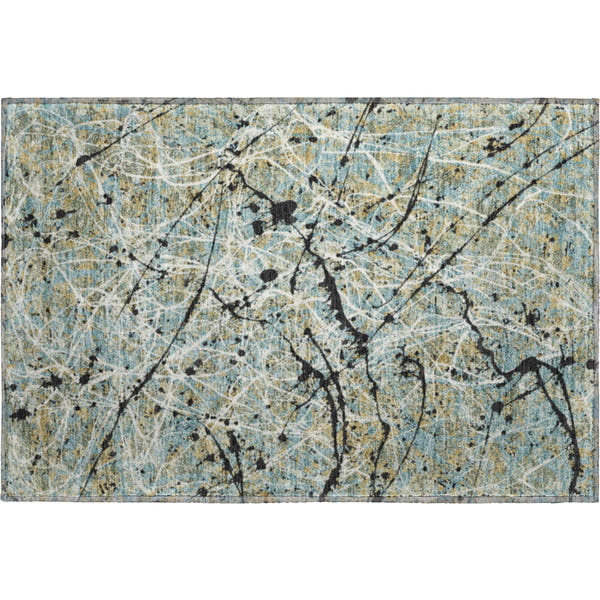 Cusco Machine Washable Traditional Teal Rug 1'8" x 2'6"