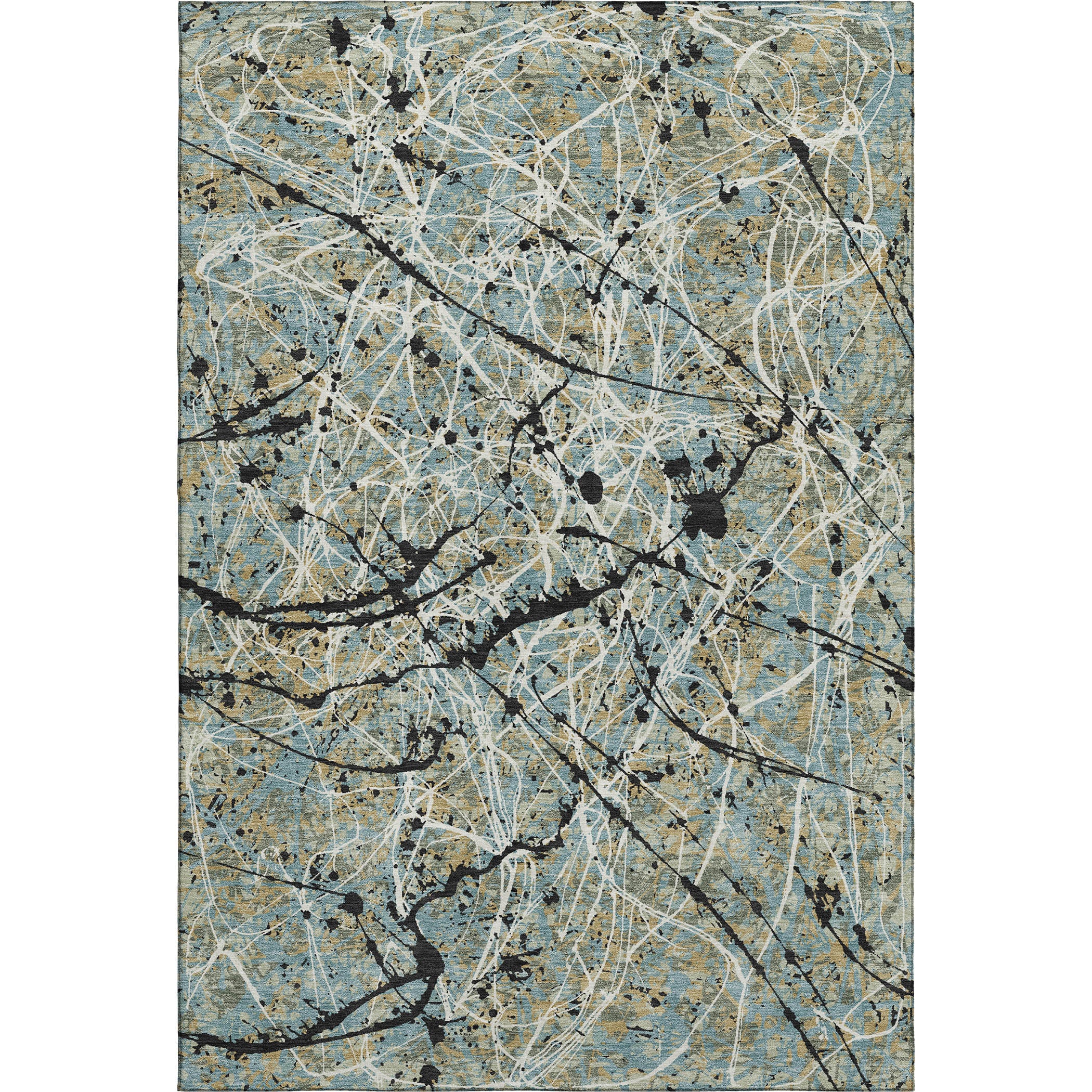 Cusco Machine Washable Traditional Teal Rug 3' x 5' #shape_Rectangle