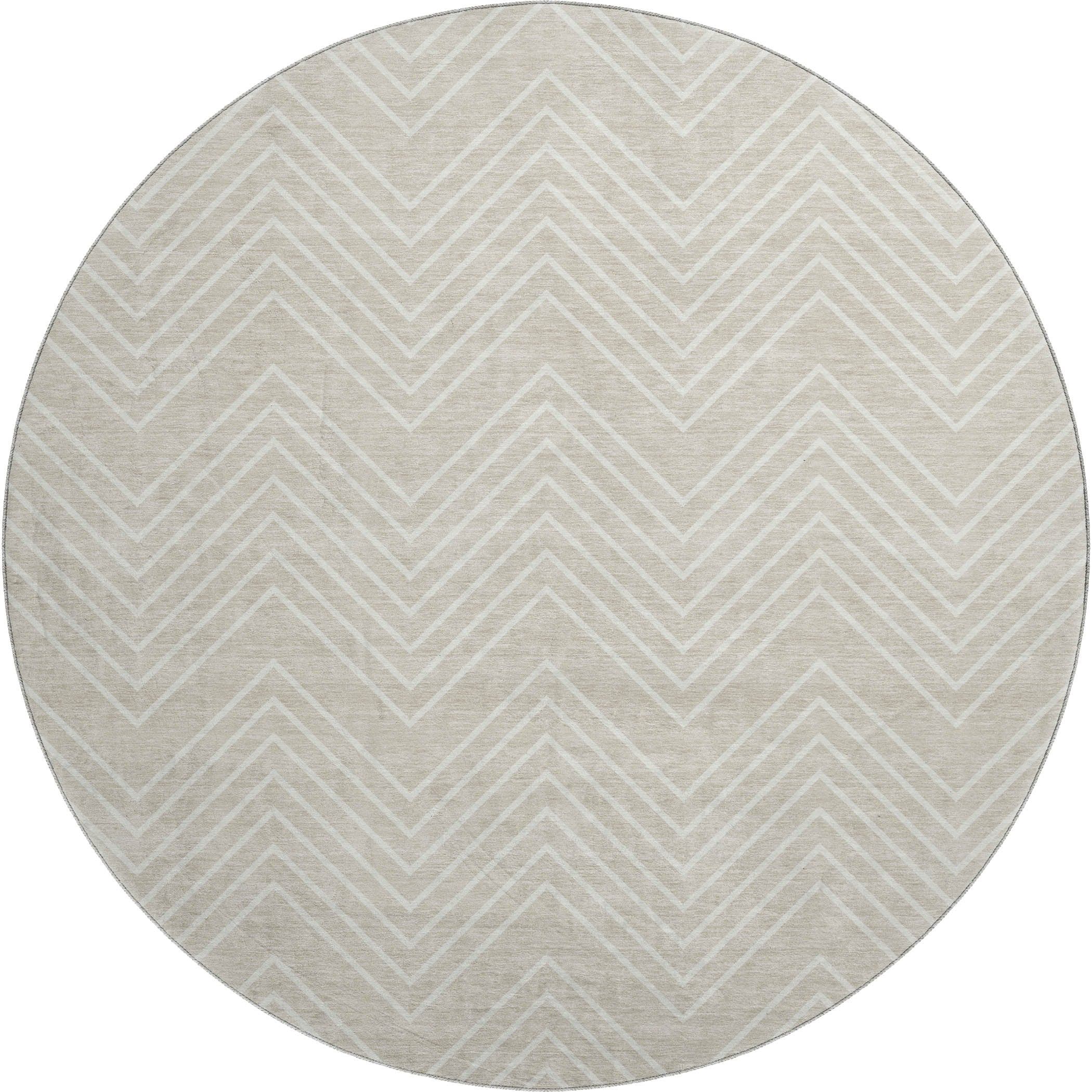 Chiang Mai Machine Washable Traditional Beige Brown Rug 8' x 8' #shape_Round