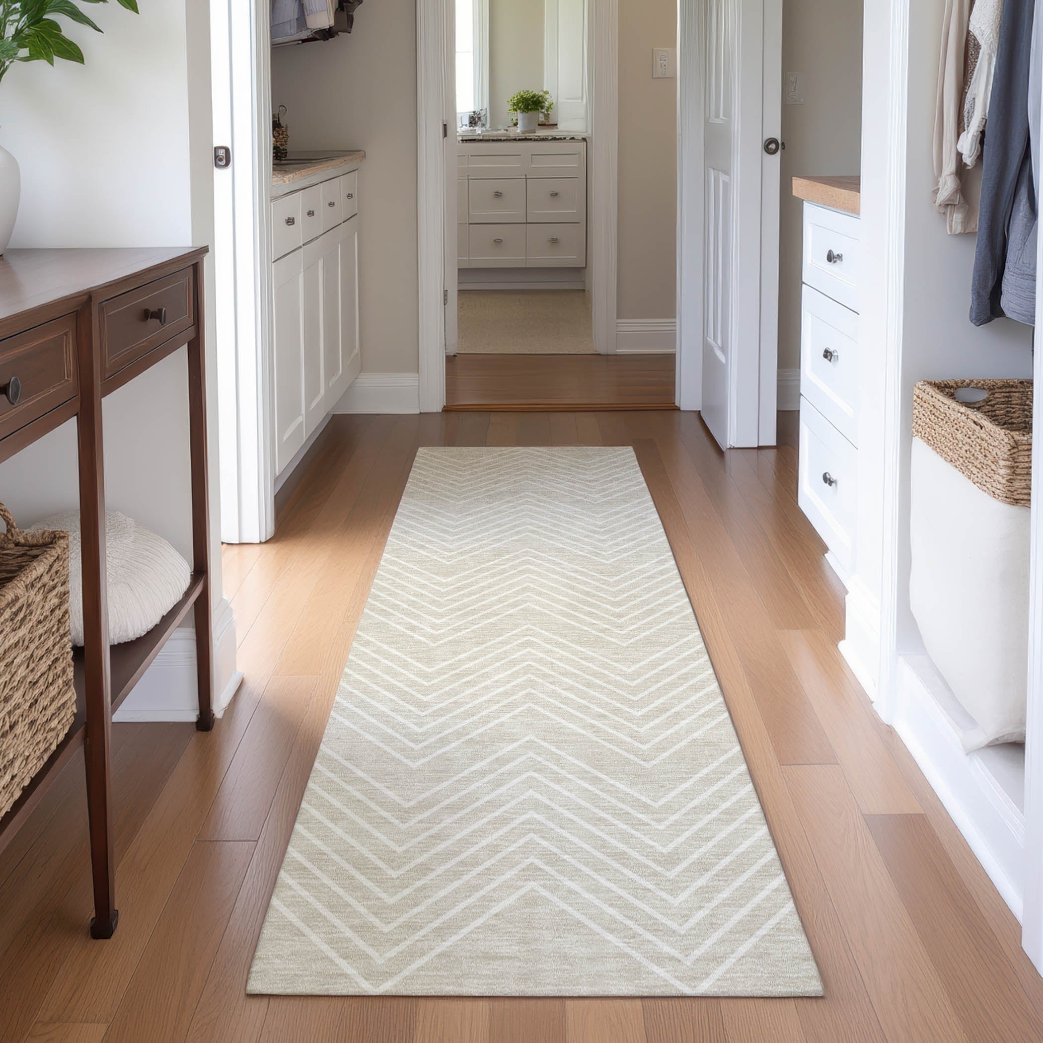 Chiang Mai Machine Washable Traditional Beige Brown Rug 2'3" x 7'6" #shape_Runner