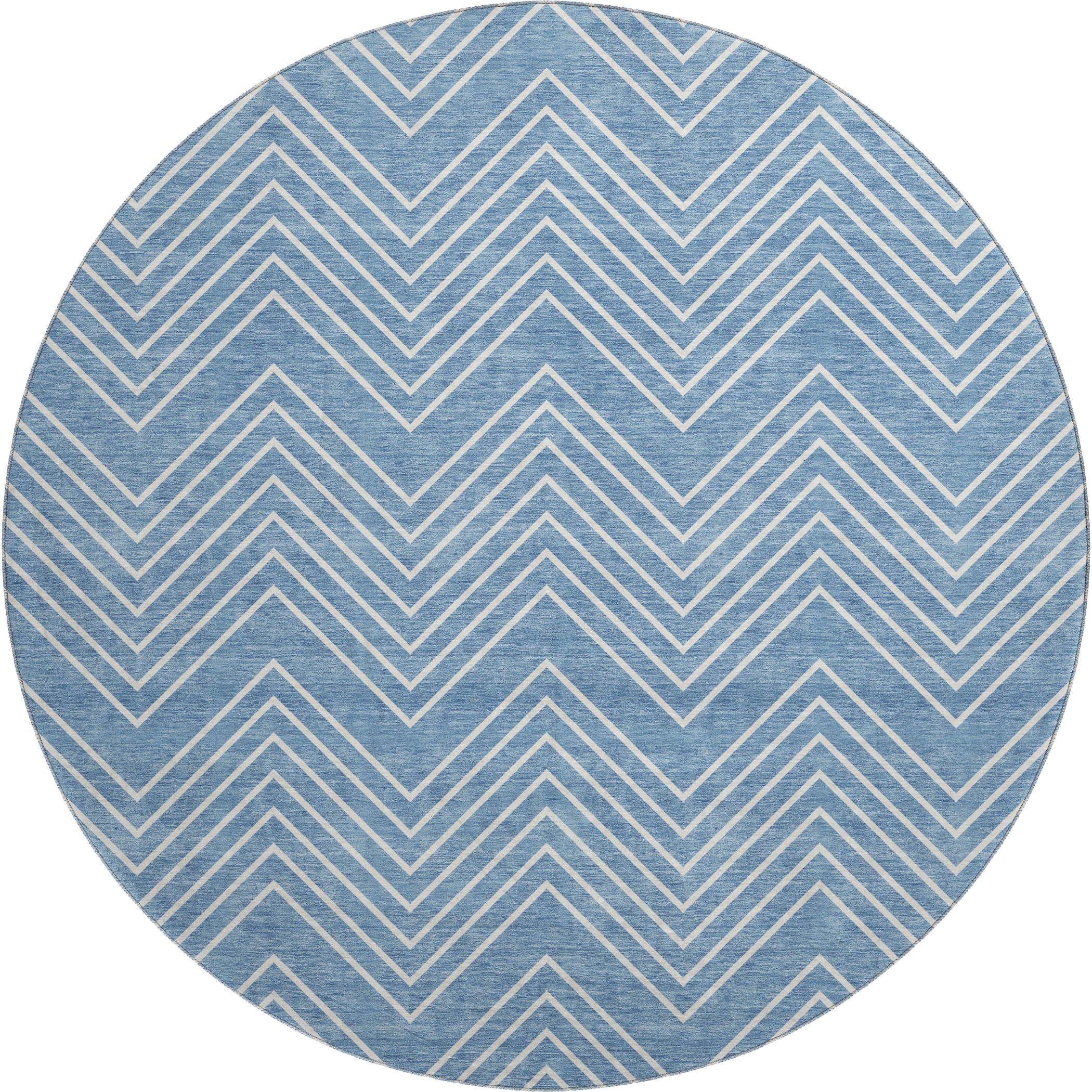 Chiang Mai Machine Washable Traditional Blue Rug 8' x 8' #shape_Round