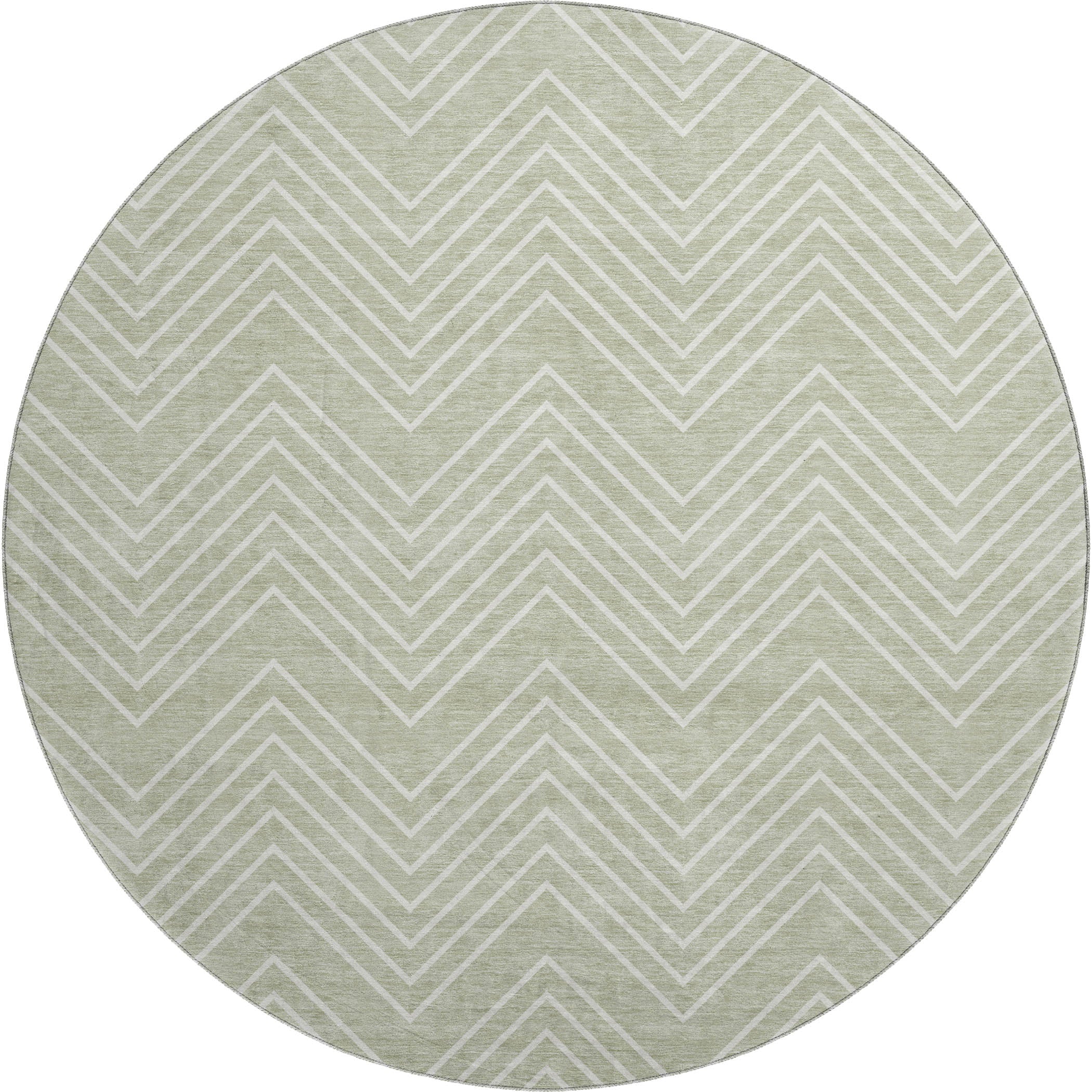 Chiang Mai Machine Washable Traditional Celery Green Rug 8' x 8' #shape_Round