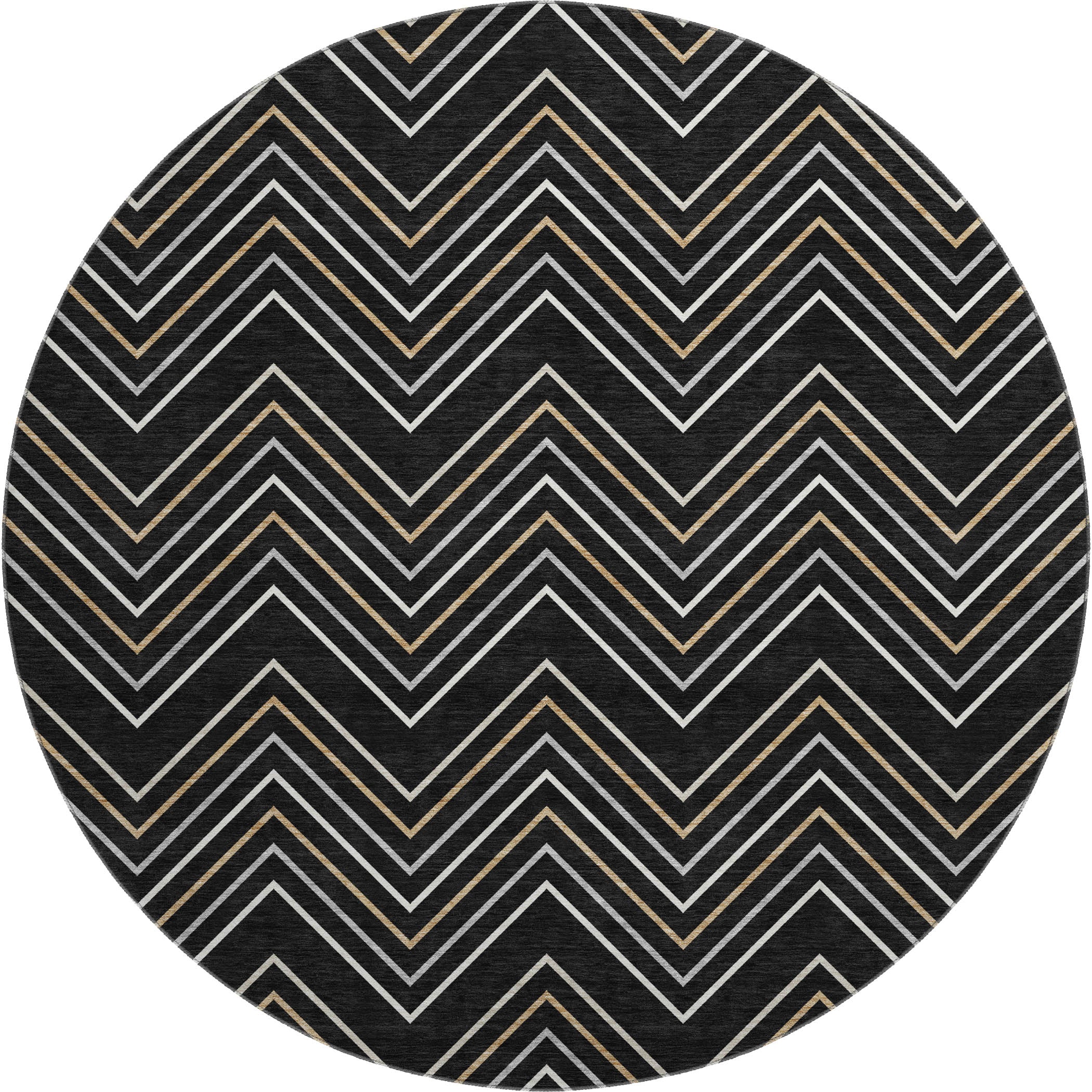 Mostar Machine Washable Transitional Black Rug 8' x 8' #shape_Round