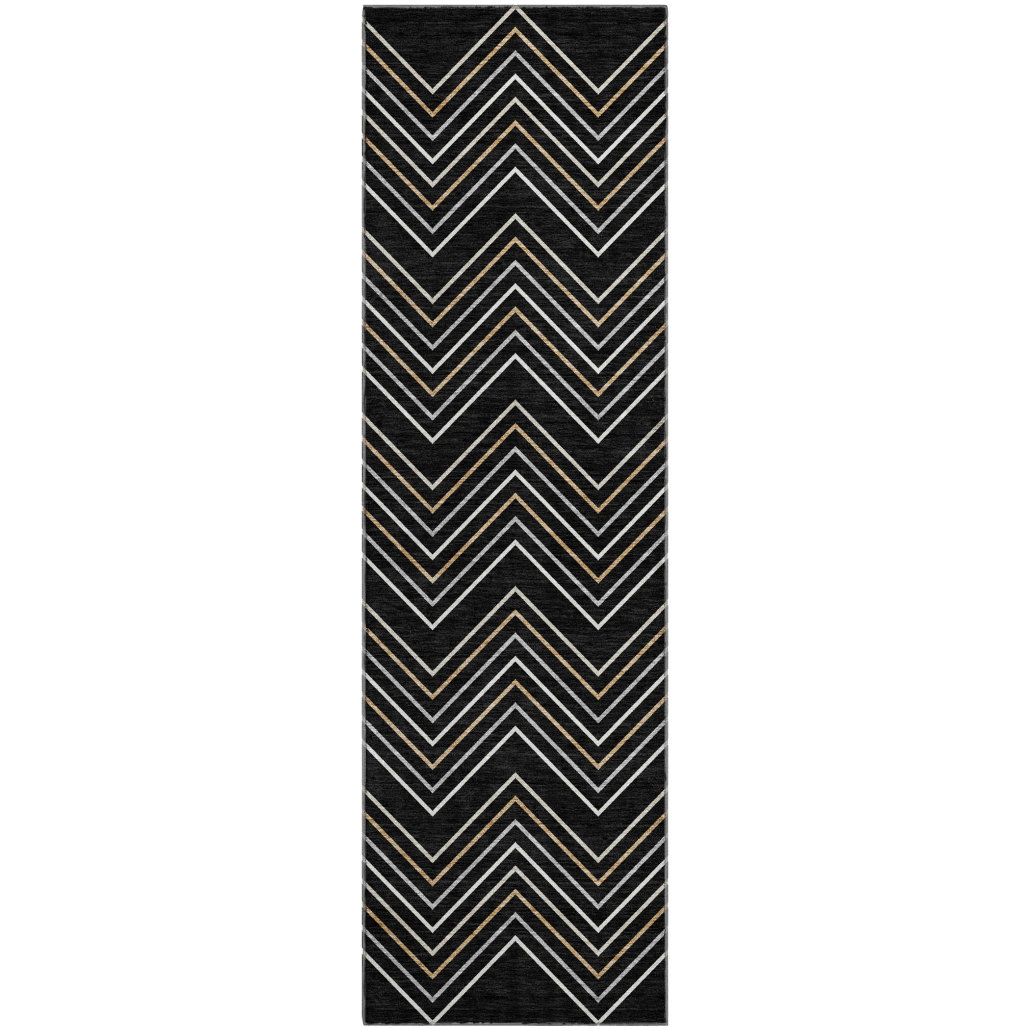 Mostar Machine Washable Transitional Black Rug 2'3" x 7'6" #shape_Runner