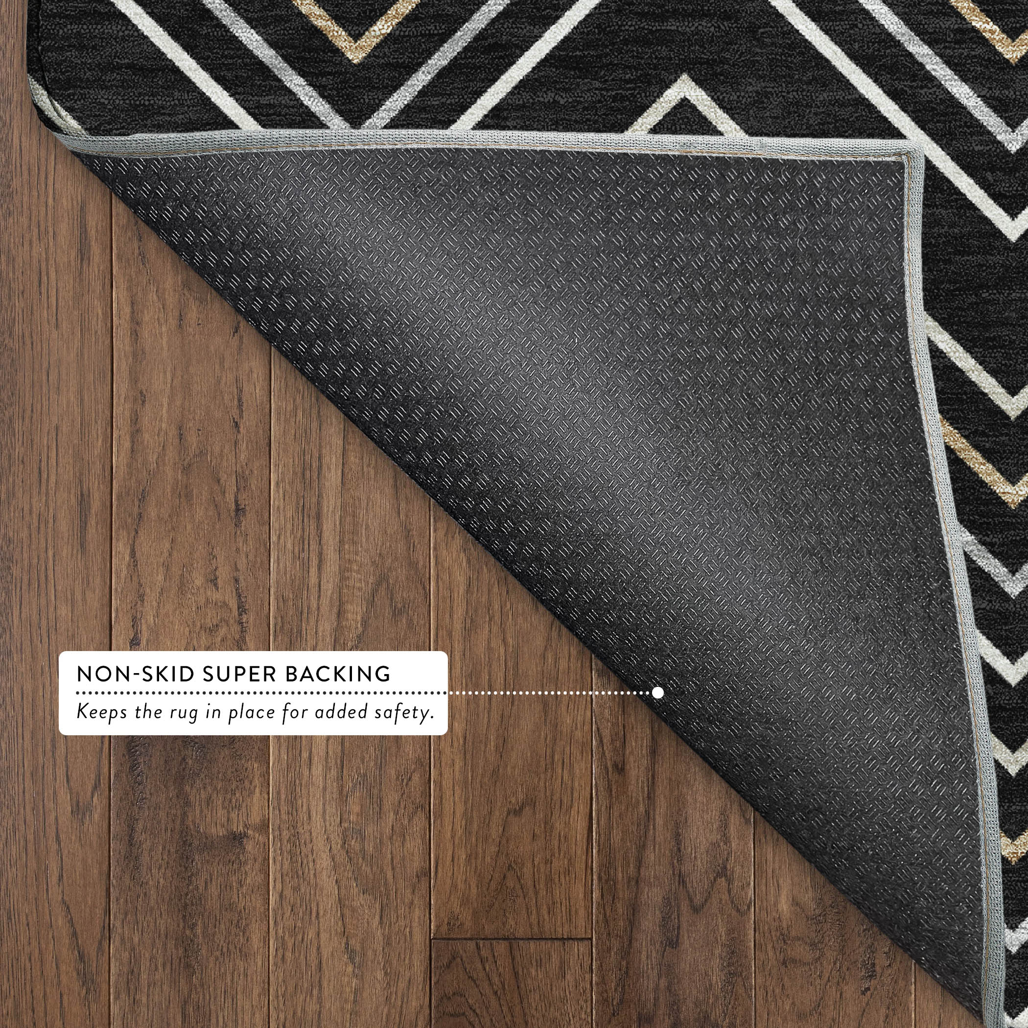 Mostar Machine Washable Transitional Black Rug 1'8" x 2'6" #shape_Rectangle