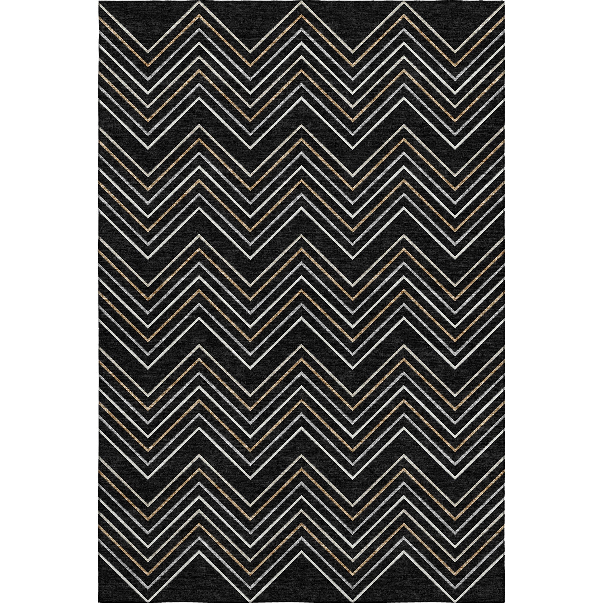Mostar Machine Washable Transitional Black Rug 3' x 5' #shape_Rectangle