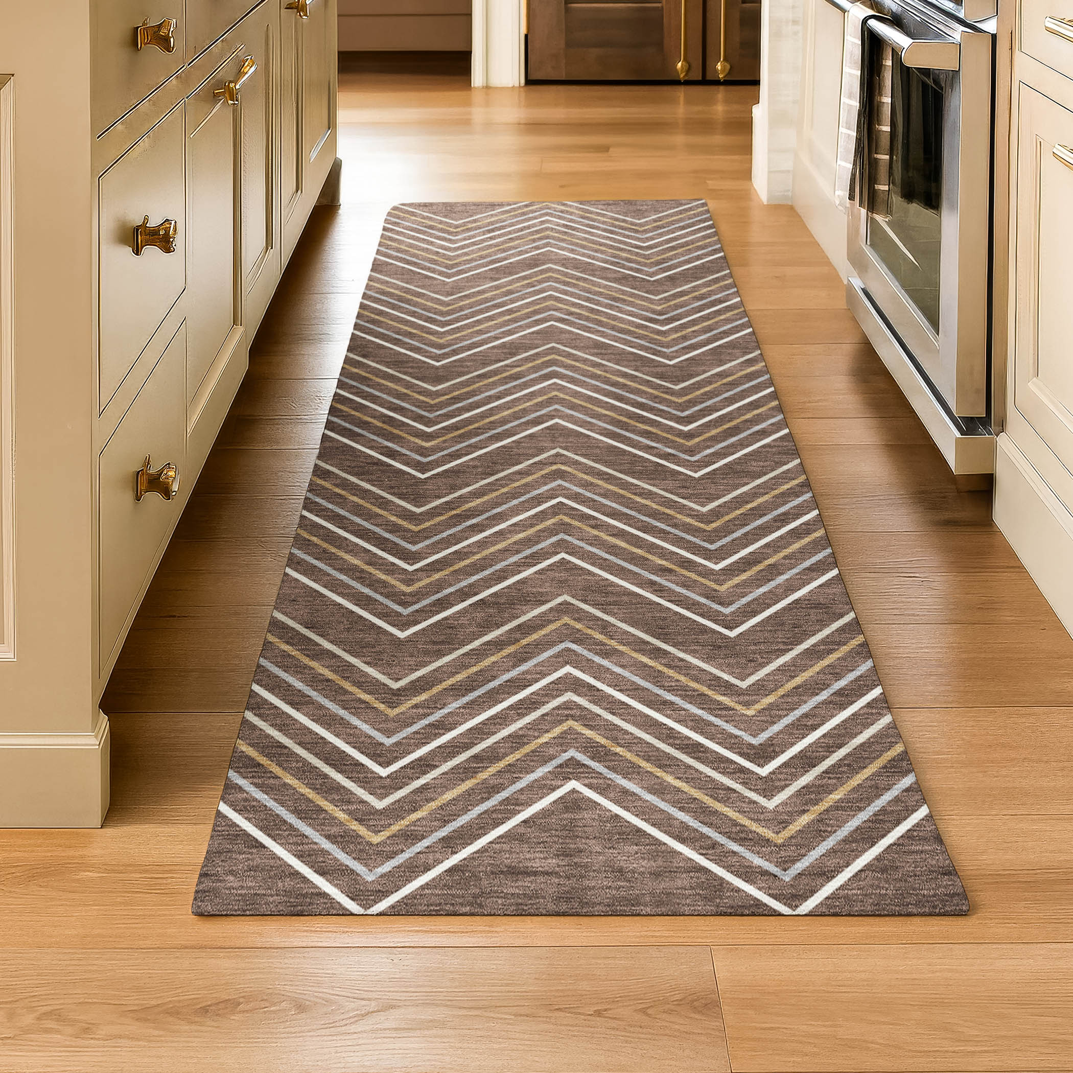 Mostar Machine Washable Transitional Brown Rug 2'3" x 7'6" #shape_Runner
