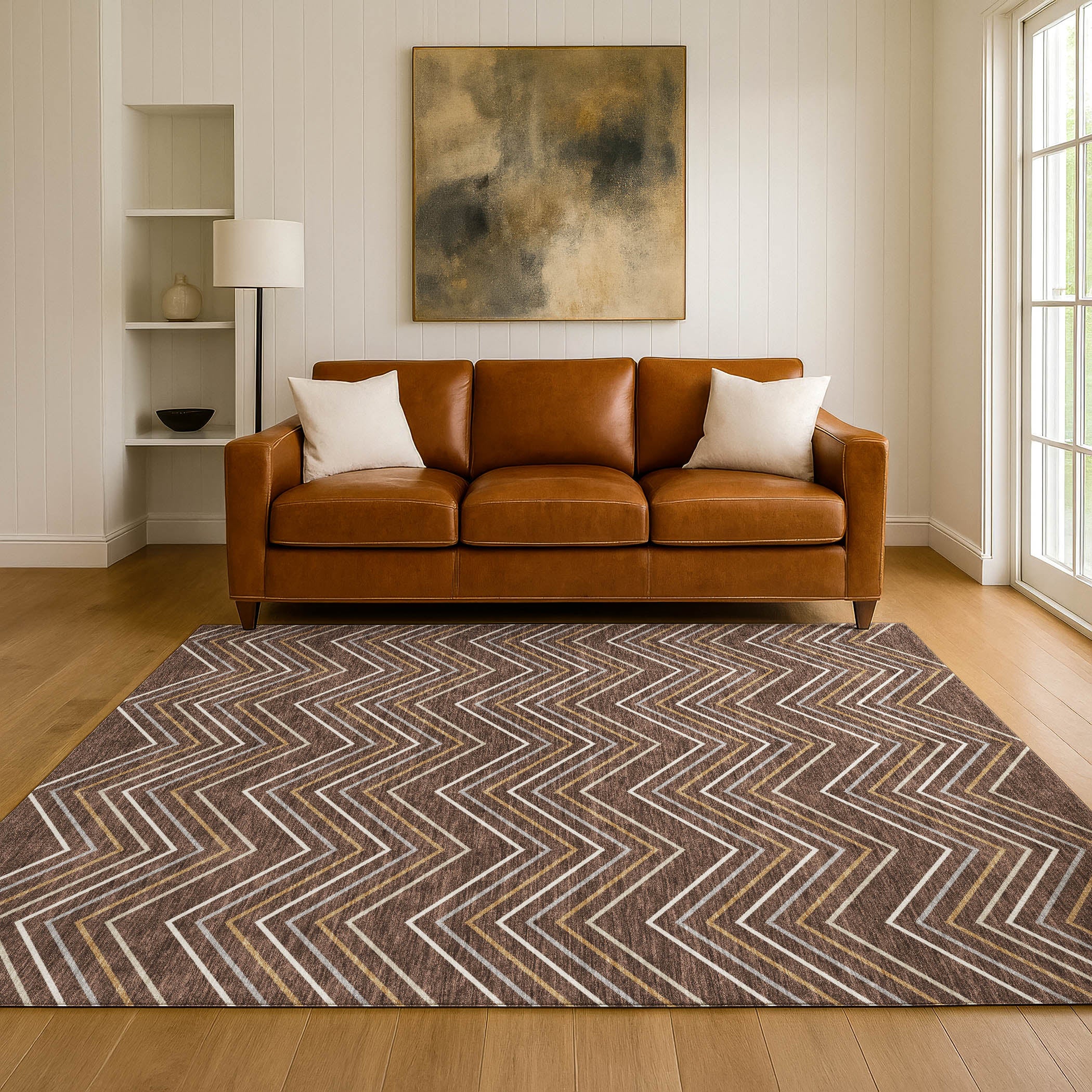 Mostar Machine Washable Transitional Brown Rug 3' x 5' #shape_Rectangle