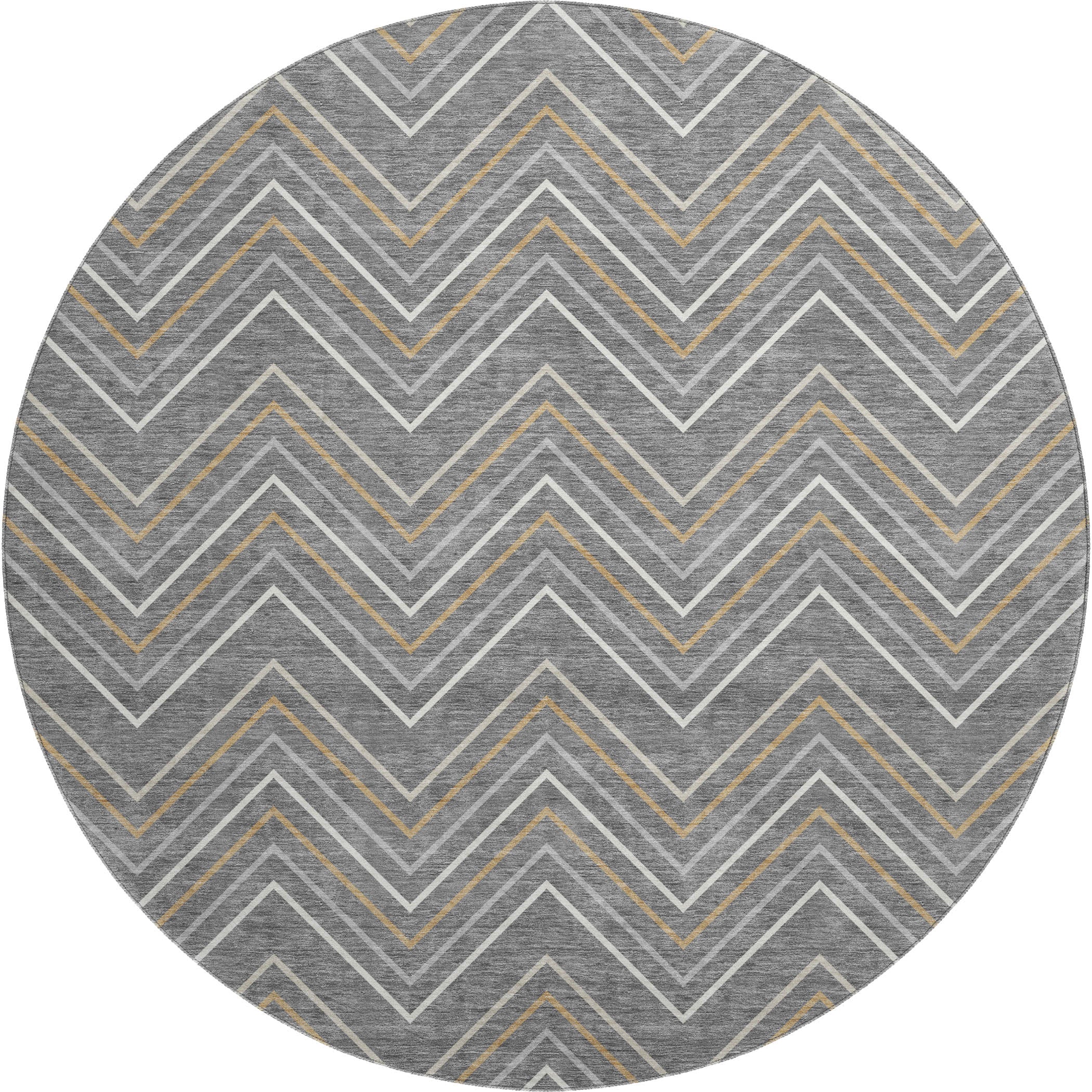 Mostar Machine Washable Transitional Gray Rug 8' x 8' #shape_Round