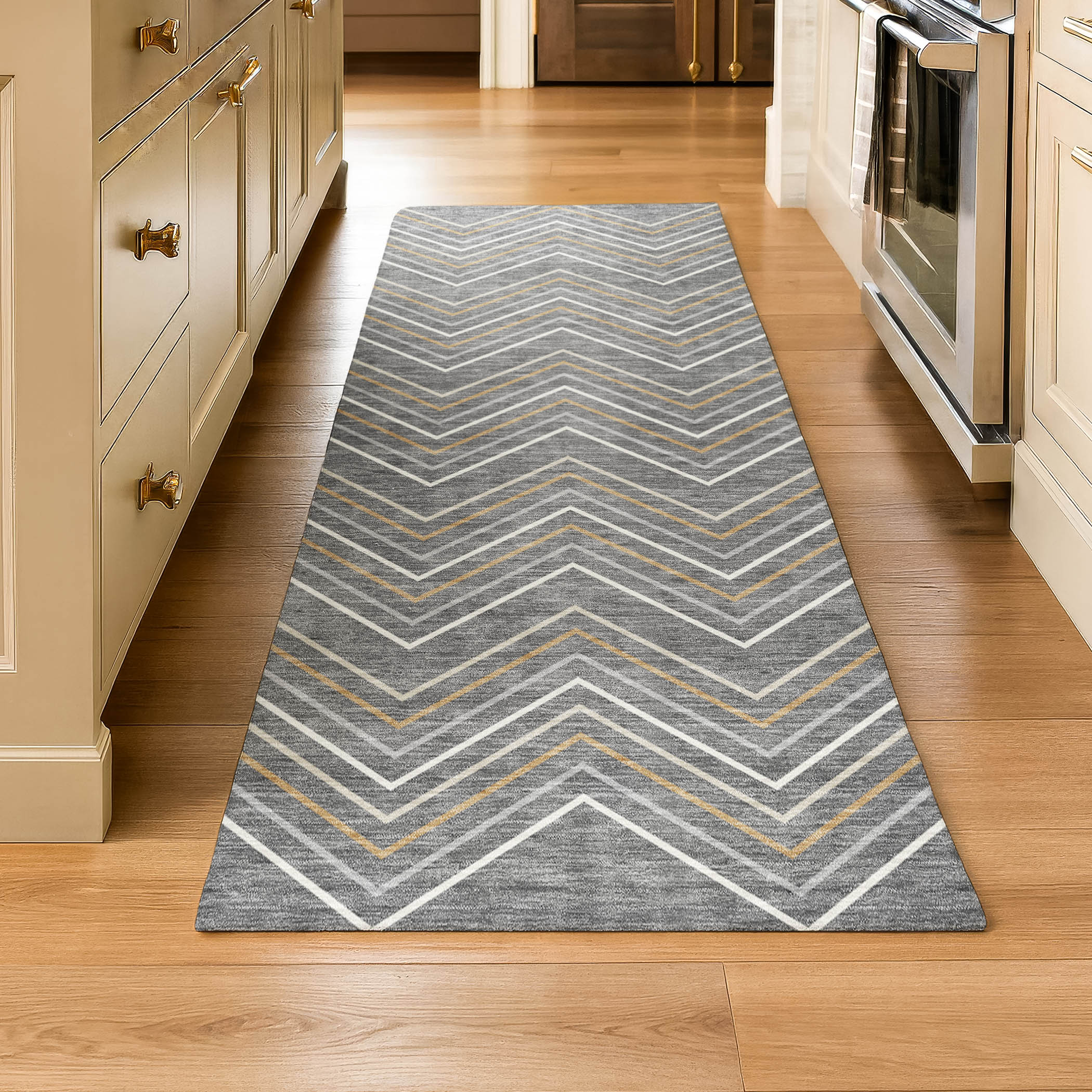 Mostar Machine Washable Transitional Gray Rug 2'3" x 7'6" #shape_Runner