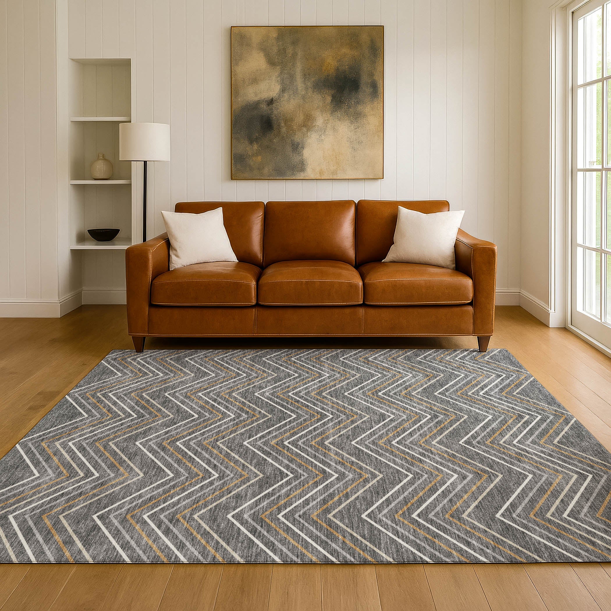 Mostar Machine Washable Transitional Gray Rug 3' x 5' #shape_Rectangle